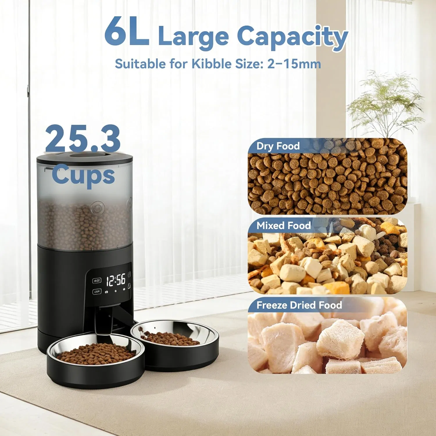 Automatic Dual Cat Feeder with Stainless Bowls image 6