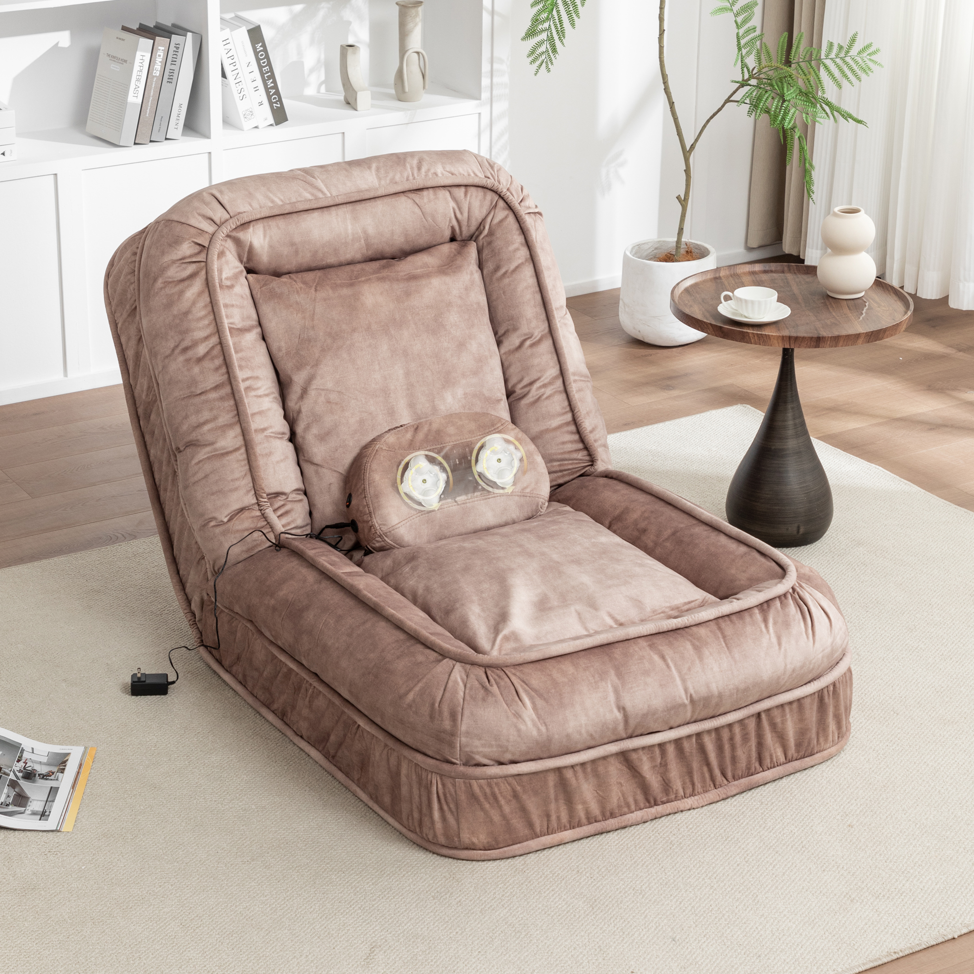 Upholstered Human Dog Bed for Adult & Pets,with 5 Adjustable Position &Massage Pillow, Bean Bag floor sofa with 2 Soft Pillows image 7