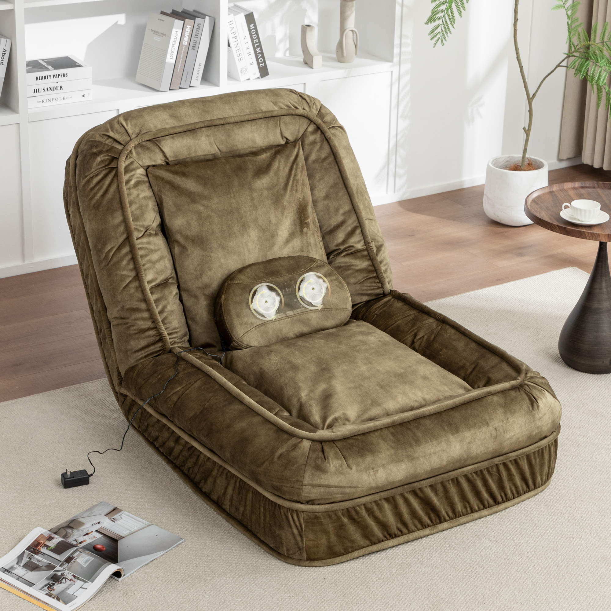Upholstered Human Dog Bed for Adult & Pets,with 5 Adjustable Position &Massage Pillow, Bean Bag floor sofa with 2 Soft Pillows image 16