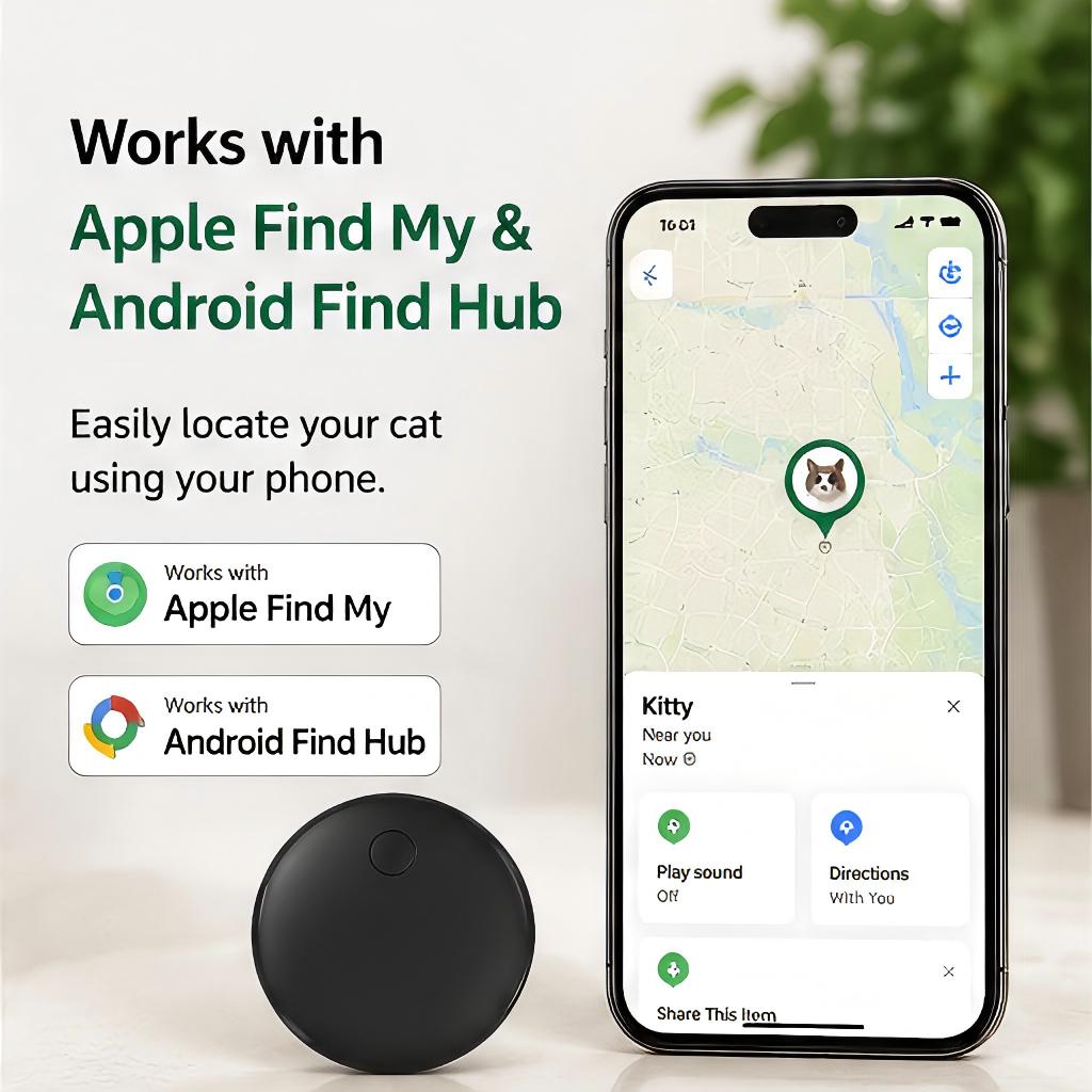 Cat GPS Tracker For Find My & Android Find Hub, Bluetooth Pet Locator Tag, No Monthly Fee, Waterproof Anti-Lost Tracker For Cats & Small Pets image 3