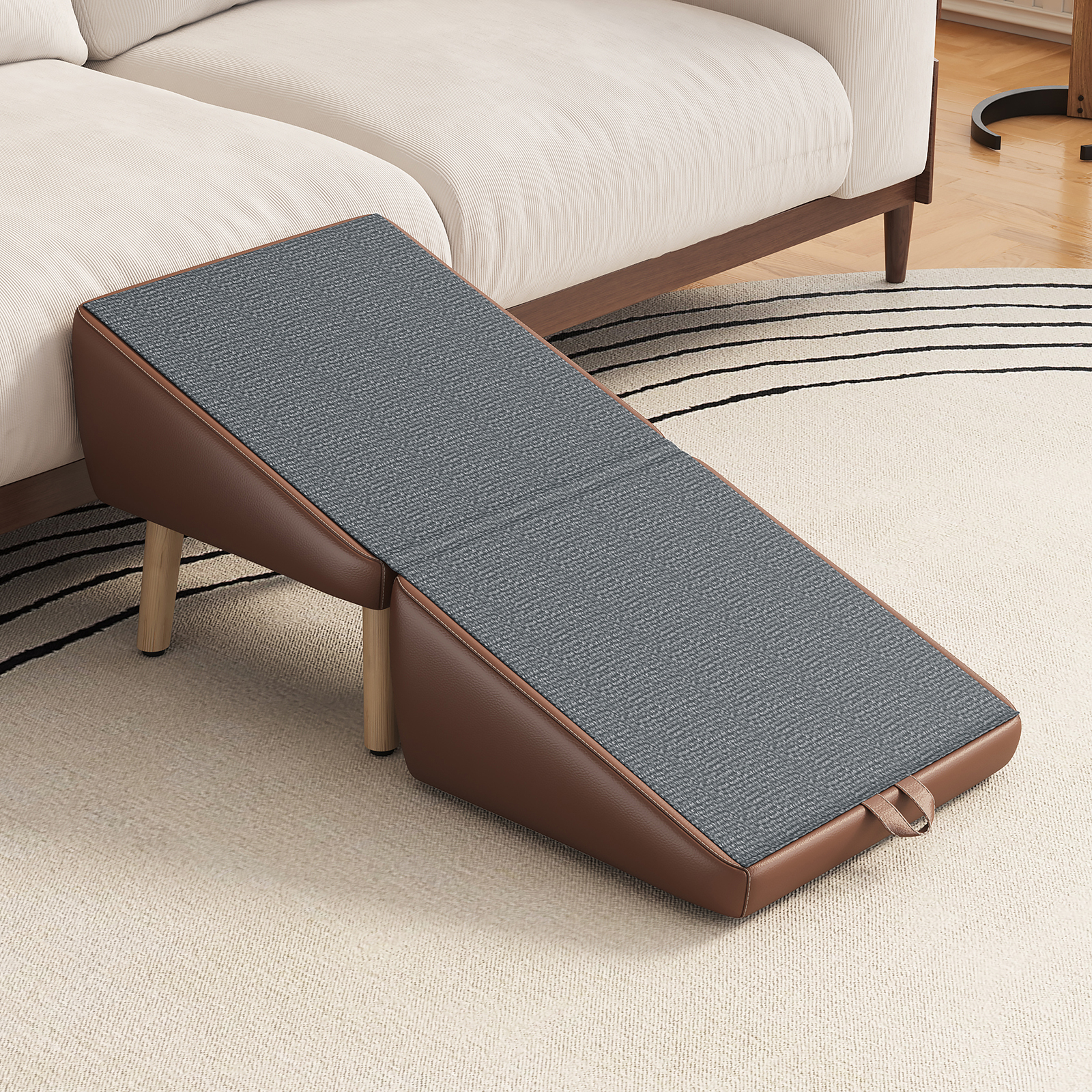 (UPGRADED) Dog Stairs for Small Dogs and Cats, Dog Ramp for Couch and Bed, Foldable 2-in-1 Wooden Pet Steps for Puppy, Split Ottoman Design (BROWN) image 20