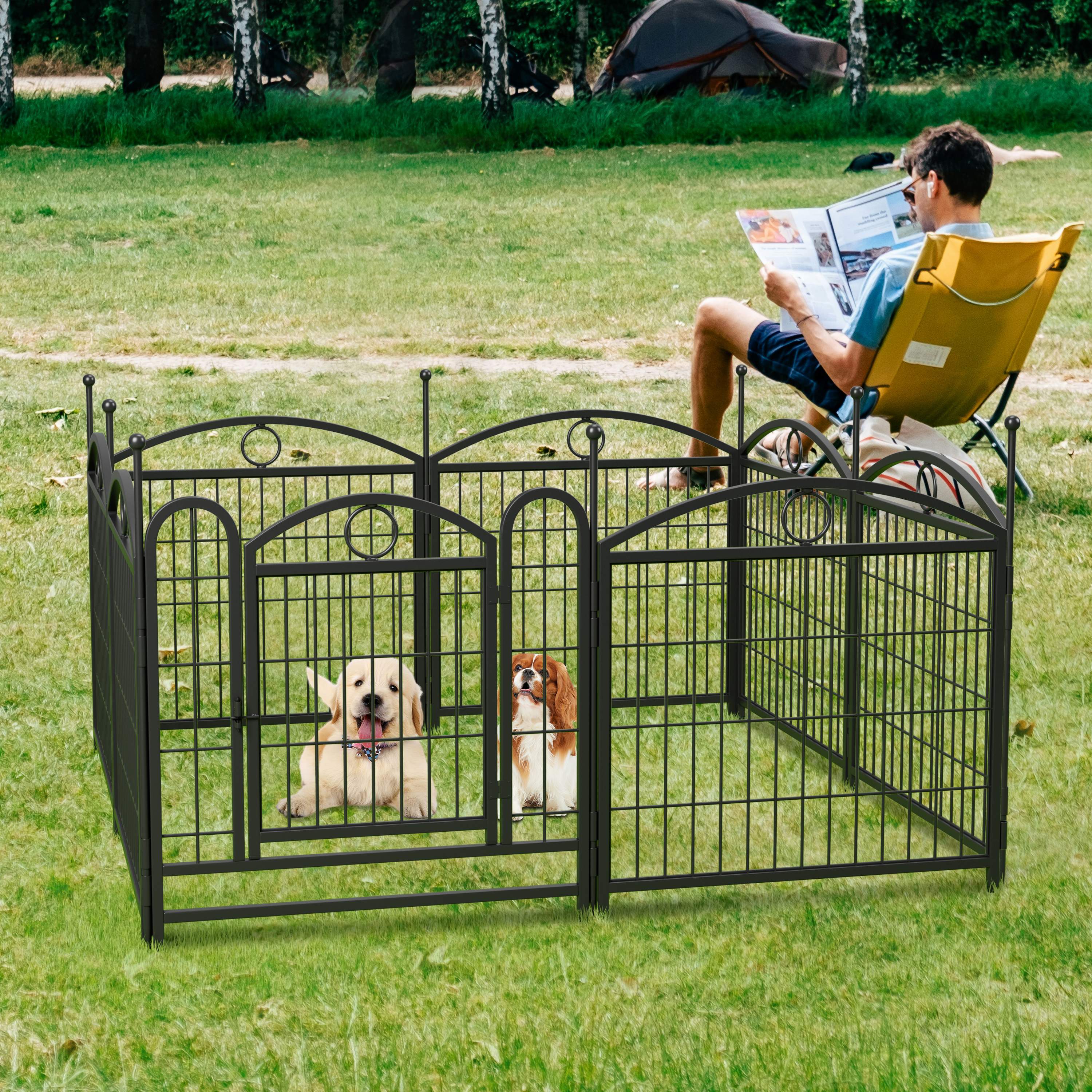 Dog Playpen Indoor 24 inch 8 Panels Metal Dog Pen Pet Dog Fence Outdoor Exercise Pen with Doors, Heavy Duty Dog Fence Puppy Pen for Large Medium Small Dogs Indoor Outdoor Foldable Pet Exercise Pen image 12