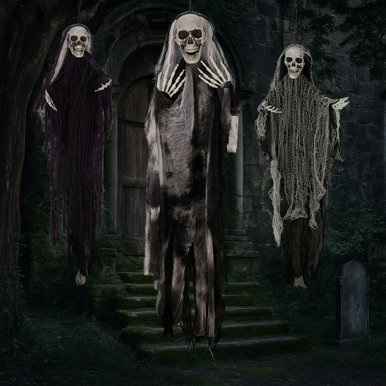 Hanging Halloween Skeleton Ghost 3-Pack image 9