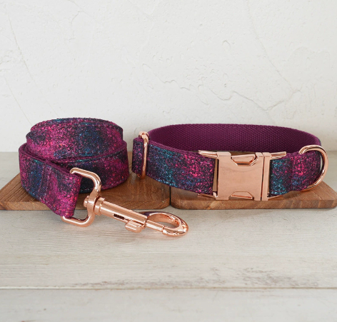 Glow-in-the-dark Forest Dog Collar Pet Supplies Export Leash Set Rose Gold Buckle image 4