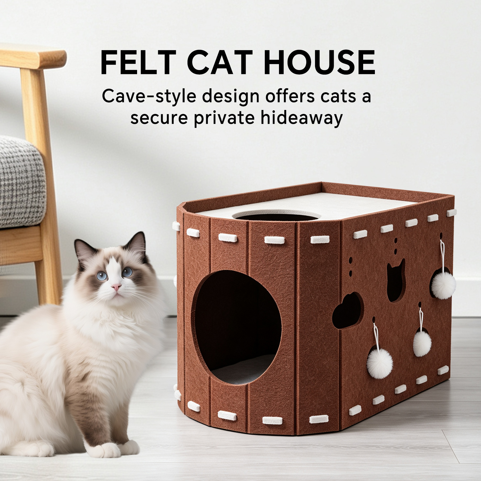 X-shaped Cat Bed - Dark Brown And Light Brown Colors image 3