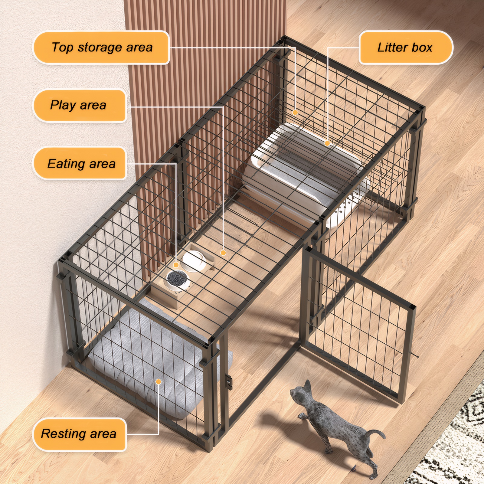 47.2" Dog Crate for Small Medium Large Dogs, Puppy Dog Playpen for Yard Indoor Outdoor Use, Pet Dog Cage Kennel (47.2"L x 23.6"W x 23.6"H) image 6