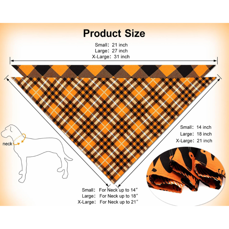 Dog Bandanas 2PCS Halloween Pumpkin Spider Web Large Dogs image 5