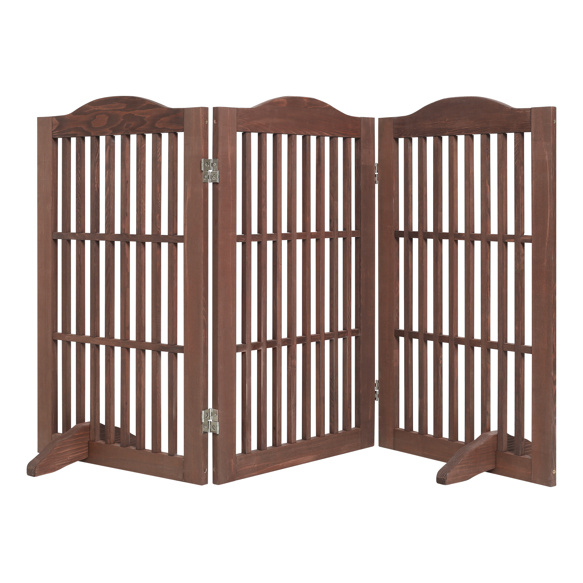 Wooden Freestanding Foldable Pet Gate for Dogs, 30 inch 3 Panels Step Over Fence, Dog Gate for The House, Doorway, image 4