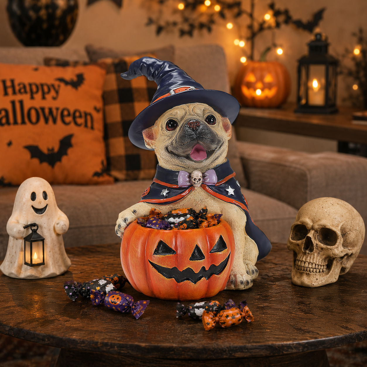 Halloween French Witch Puppy Pumpkin Bowl image 2