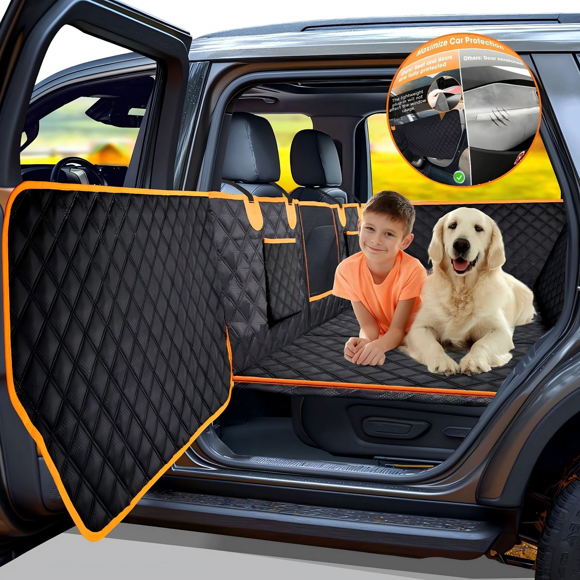 Dog Seat Cover For Back Seat, Hard Bottom Back Seat Extender, Waterproof & Machine Washable, Heavy Duty, Supports Heavy Loads For Travel & Camping, Dog Back Seat Pet Cover For Cars image 2