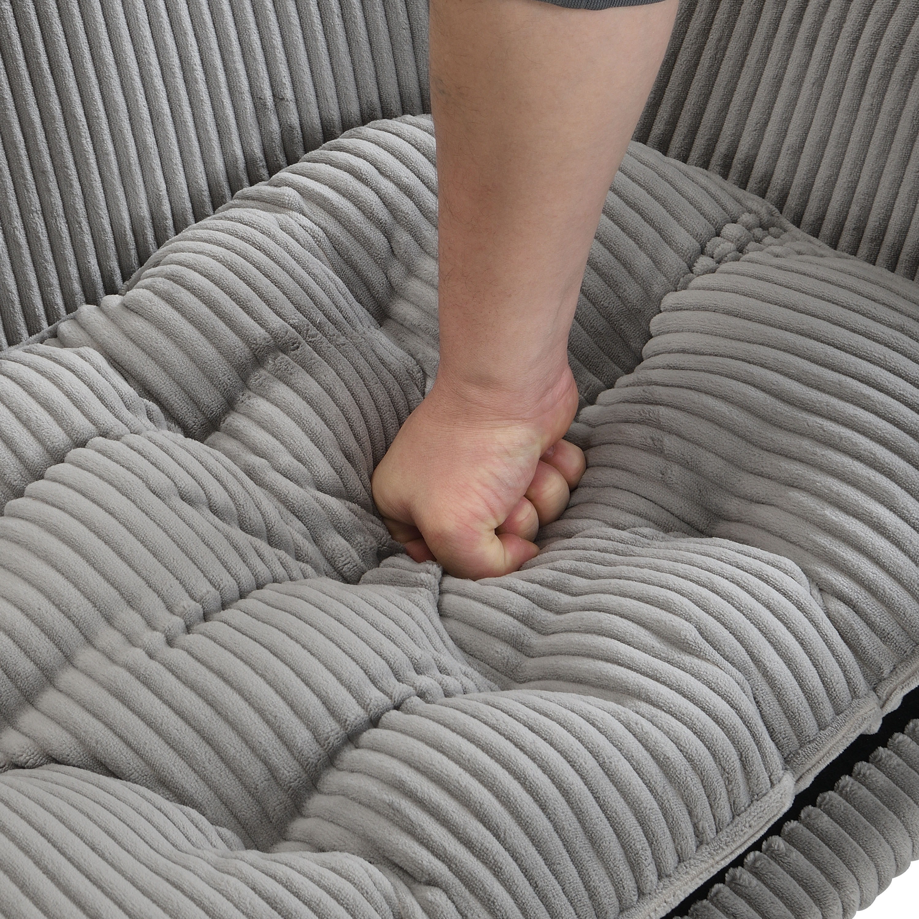 Elevated Dog Bed Frame for Small Dog, Corduroy Pet Couch Bed with Rubber Wood Legs and Supportive Foam, Grey, Easy Assembly image 13