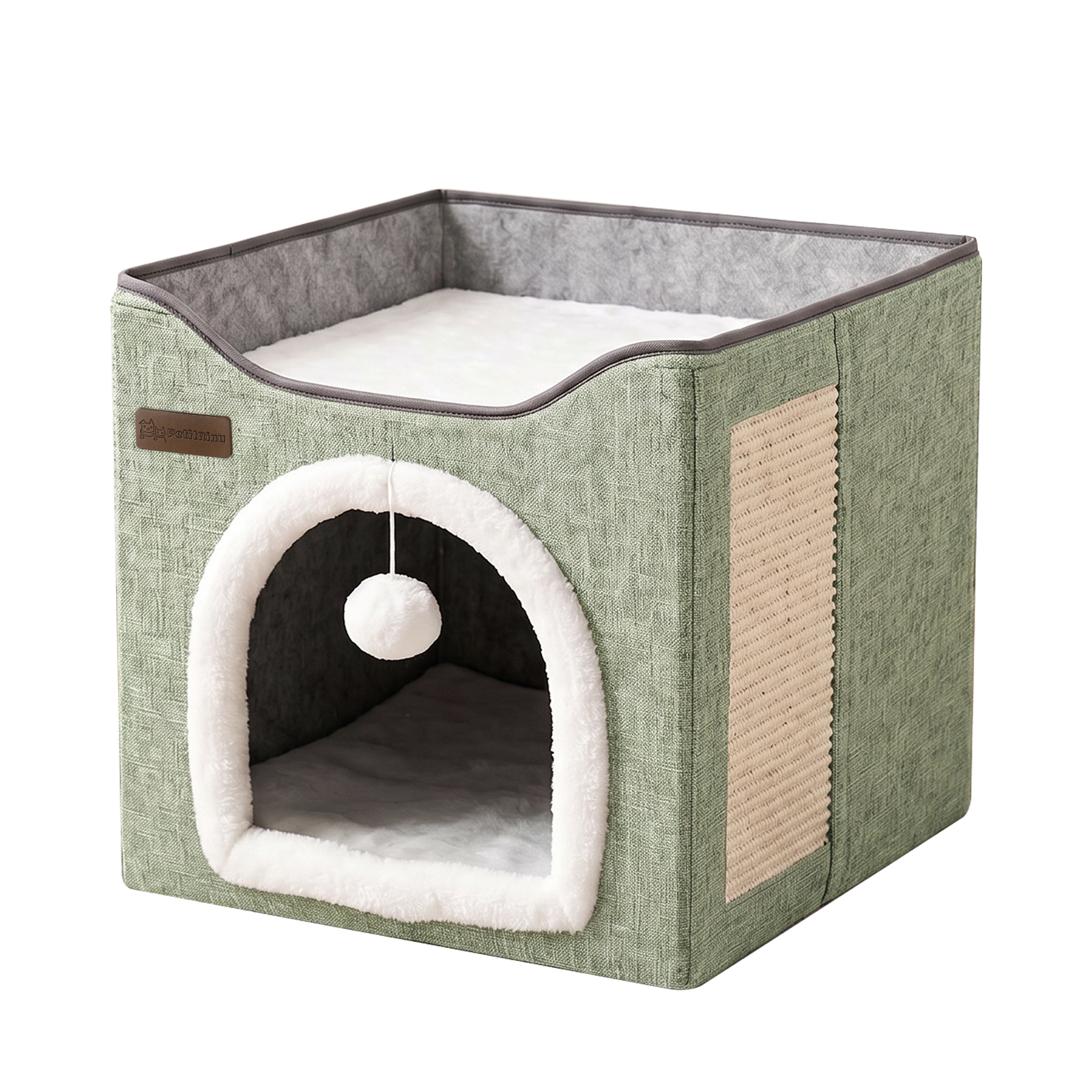 Arched Cat Bed In Green And Gray Color image 10