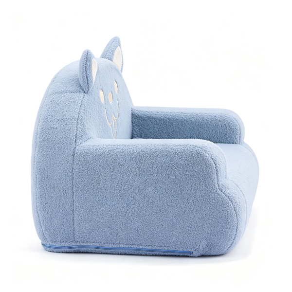 Teddy Velvet Blue Dog Kids Reading Sofa image 4