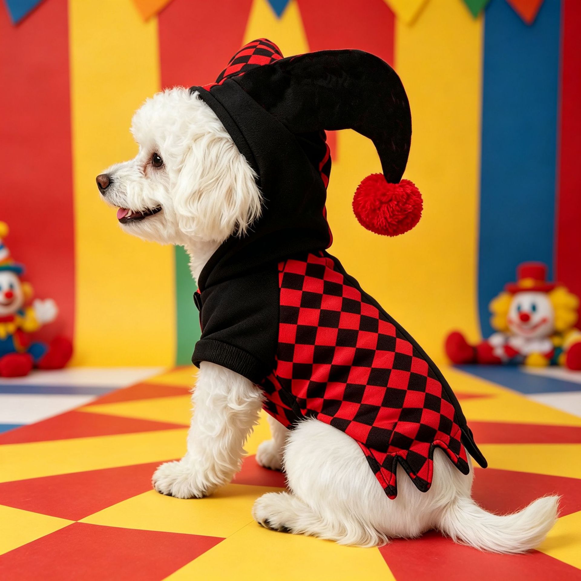Halloween Dog Clown Costume with Jester Hat image 5