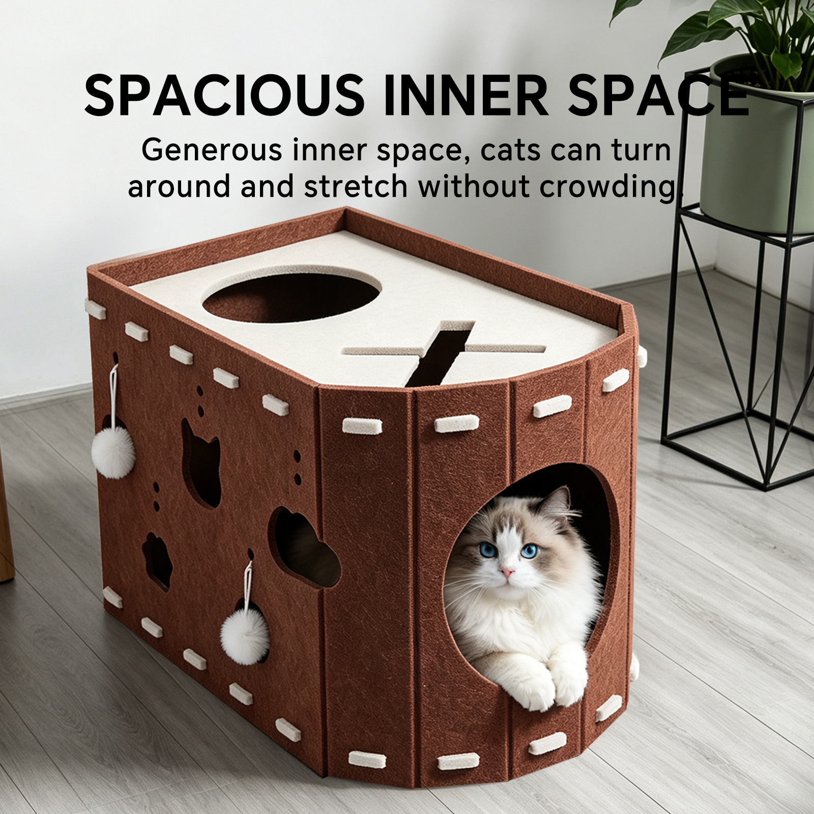 X-shaped Cat Bed - Dark Brown And Light Brown Colors image 14
