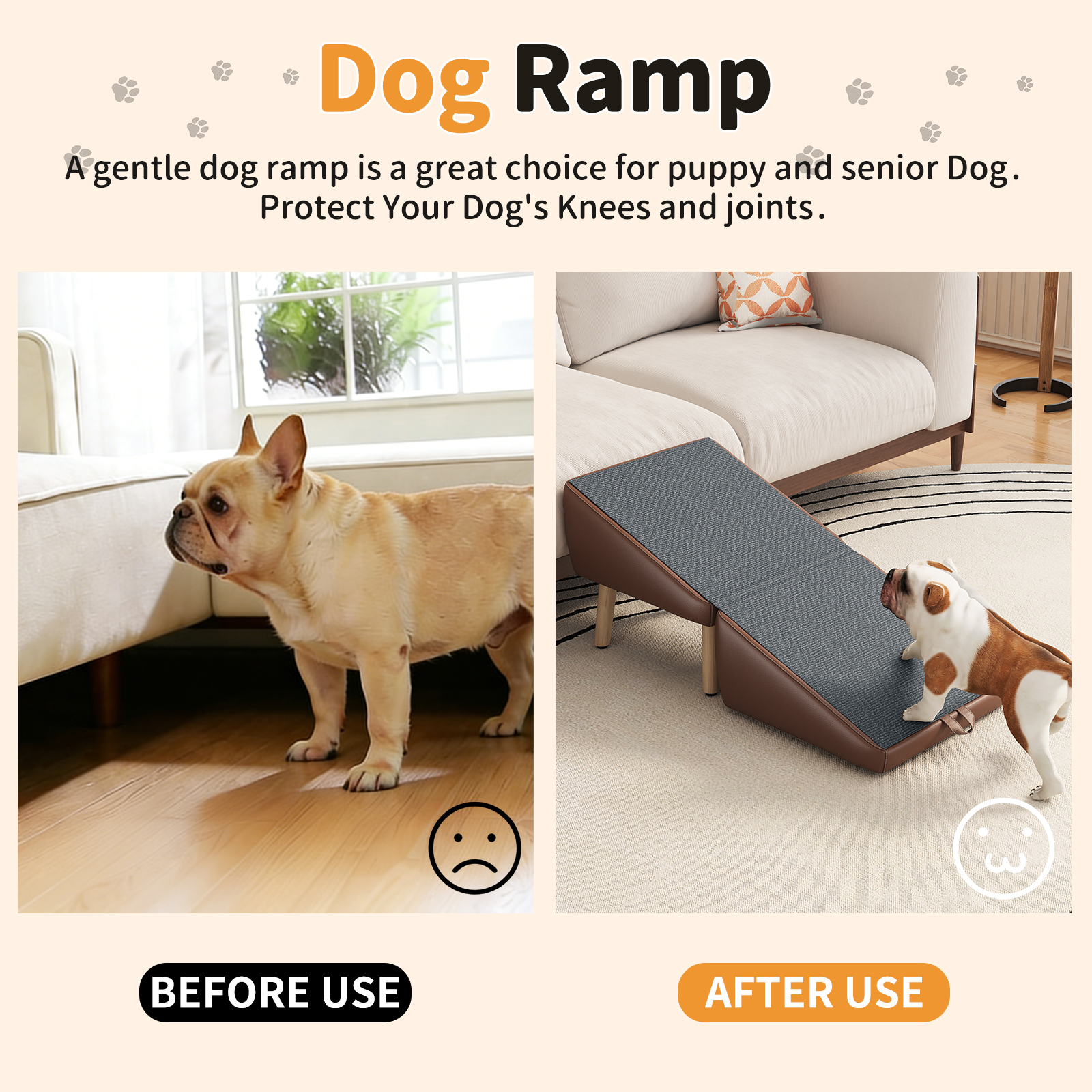 (UPGRADED) Dog Stairs for Small Dogs and Cats, Dog Ramp for Couch and Bed, Foldable 2-in-1 Wooden Pet Steps for Puppy, Split Ottoman Design (BROWN) image 18