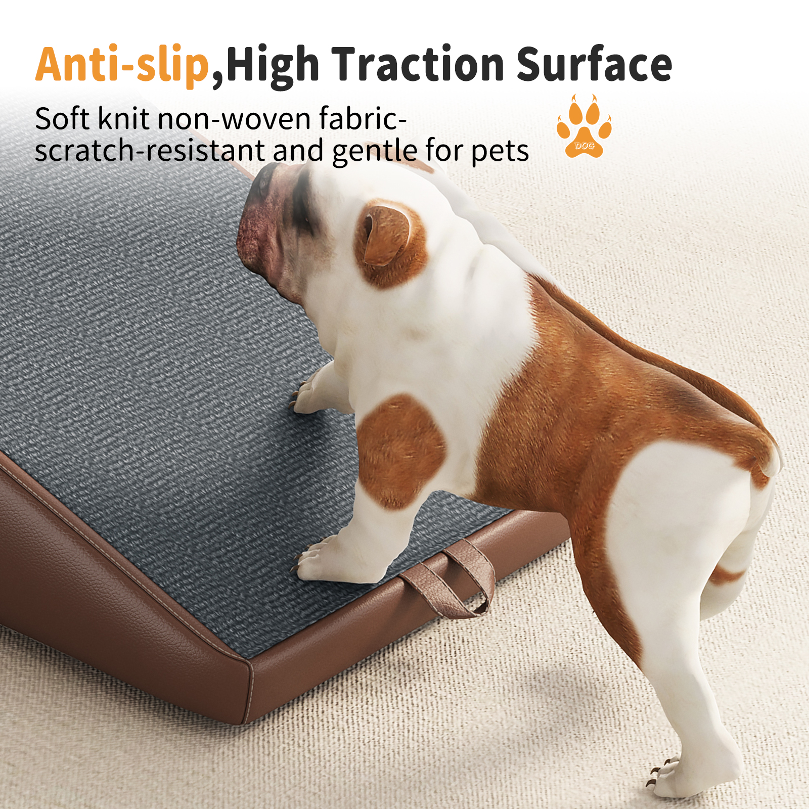 (UPGRADED) Dog Stairs for Small Dogs and Cats, Dog Ramp for Couch and Bed, Foldable 2-in-1 Wooden Pet Steps for Puppy, Split Ottoman Design (BROWN) image 9