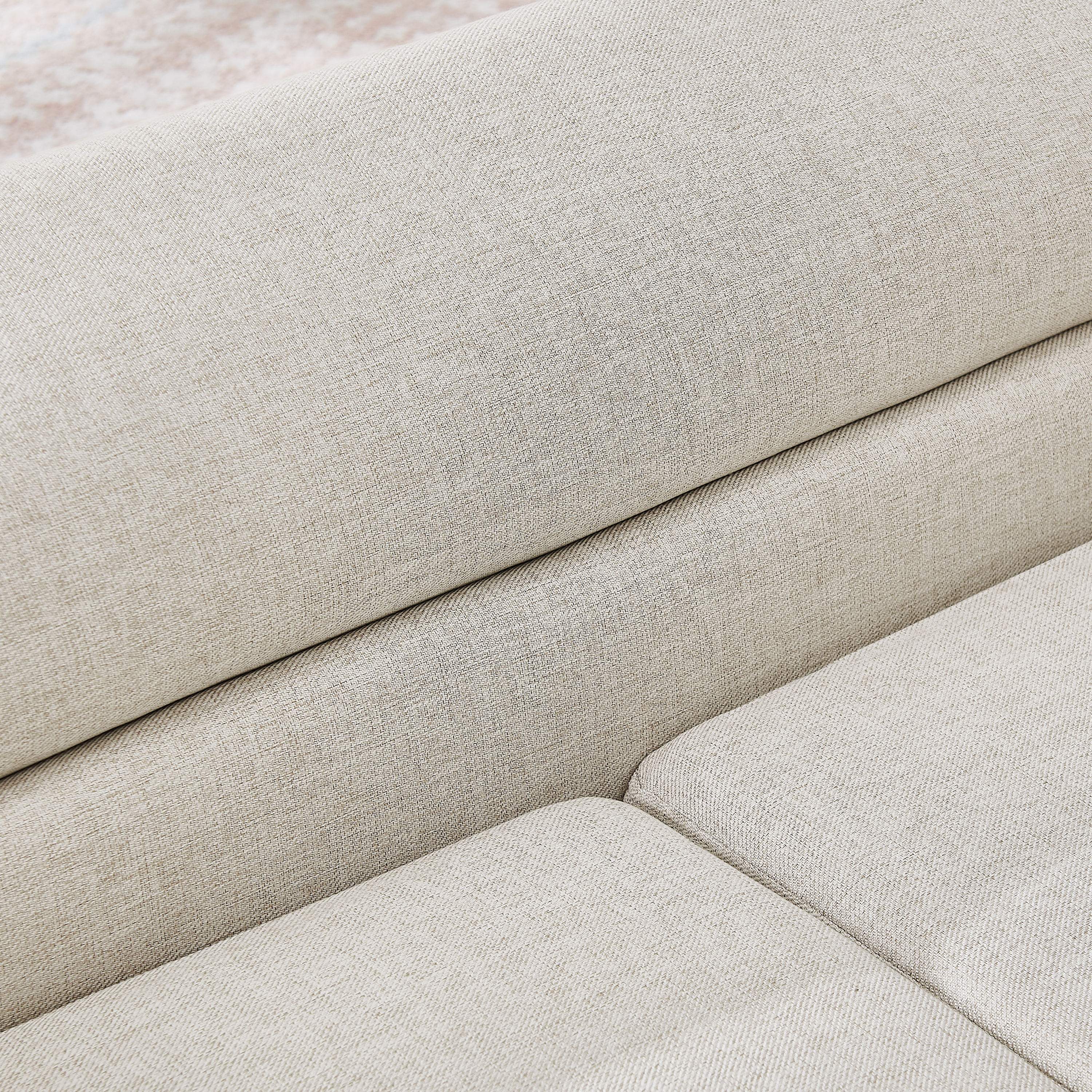 Oversized Pet Sofa, Curved Armrest Rectangular Dog Sofa, Linen Fabric Comfort Pet Couch for Large & Oversized Dogs-Beige image 9