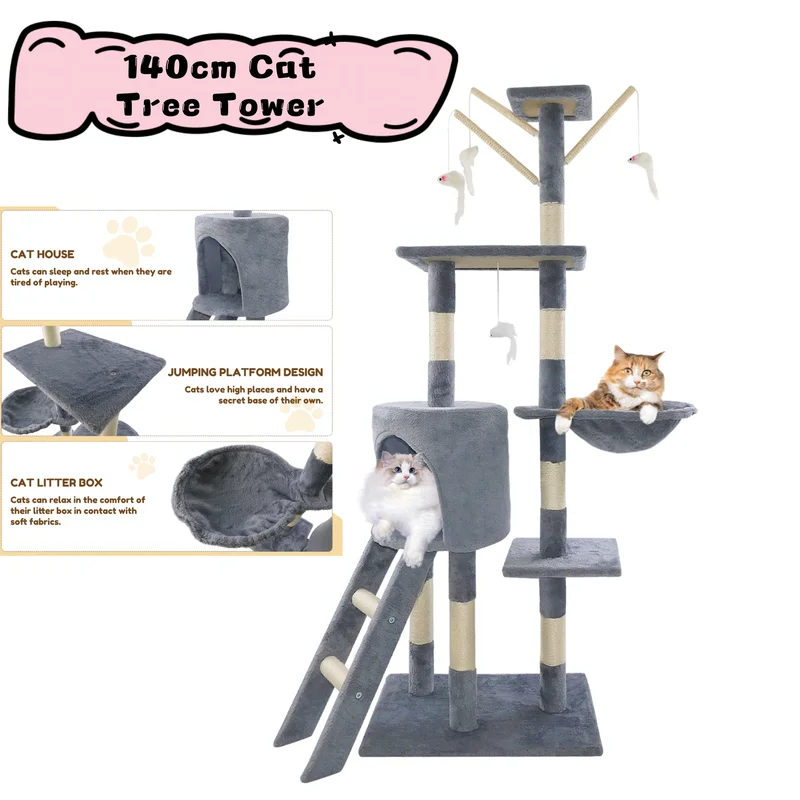 Multilevel Cat Tree Tower with Condos and Ladder image 5