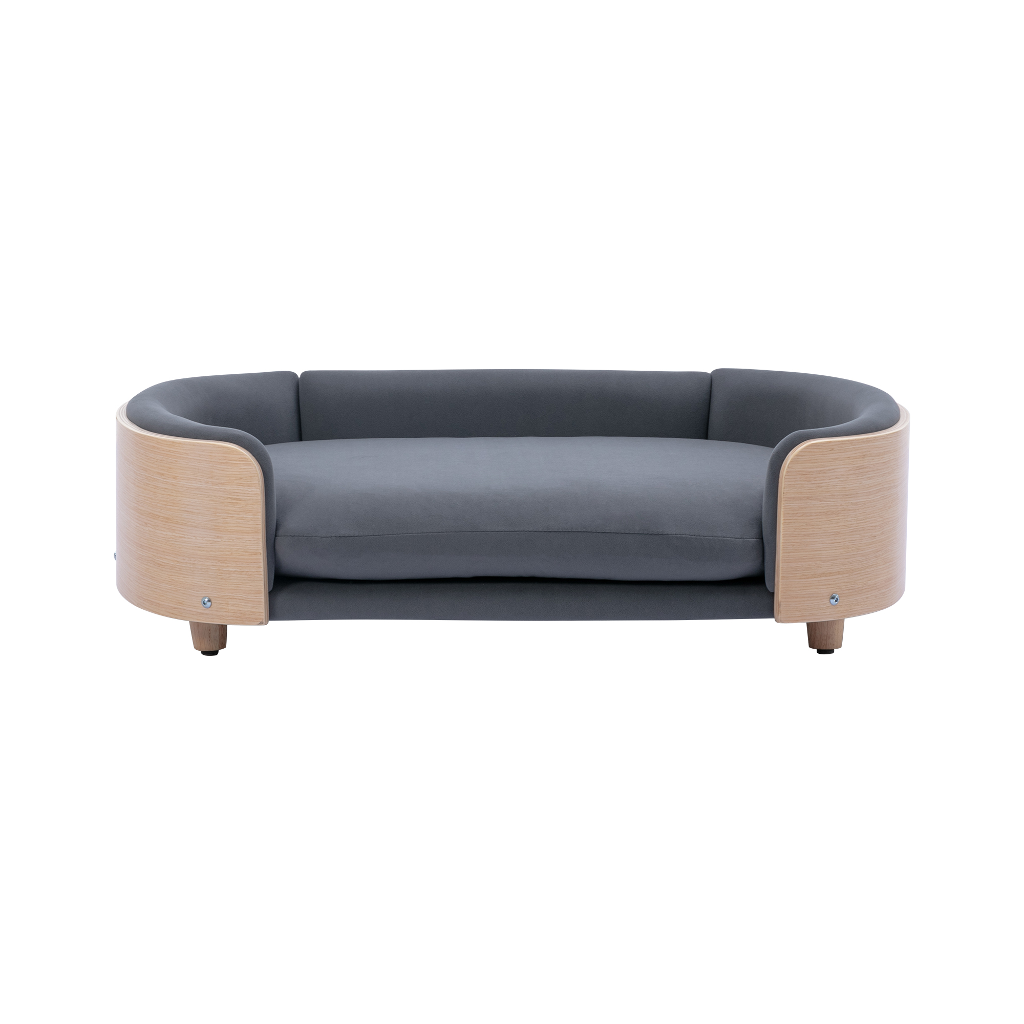 Scandinavian style Elevated Dog Bed Pet Sofa With Solid Wood legs and Bent Wood Back, Velvet Cushion,Large Size image 21