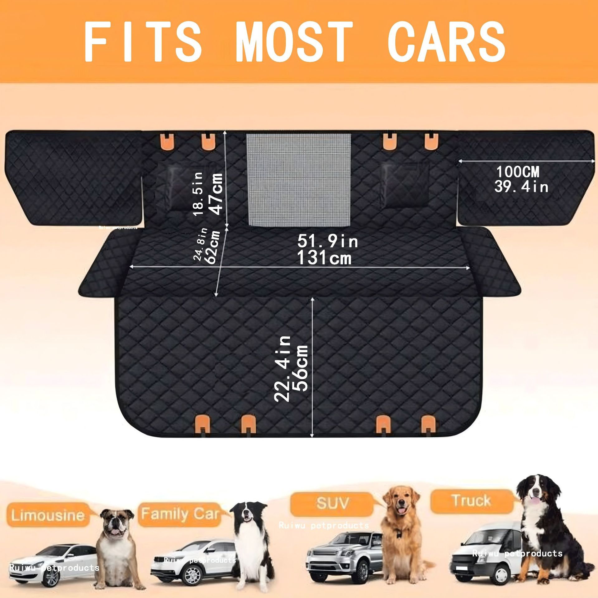 Dog Seat Cover For Back Seat, Hard Bottom Back Seat Extender, Waterproof & Machine Washable, Heavy Duty, Supports Heavy Loads For Travel & Camping, Dog Back Seat Pet Cover For Cars image 8