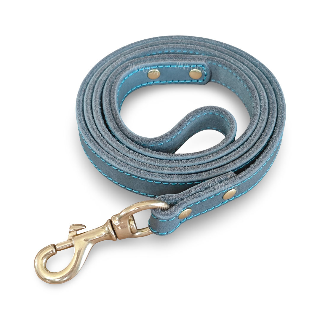 Pet Rope Dog Leash Genuine Full-grain Leather Rope Brass image 4
