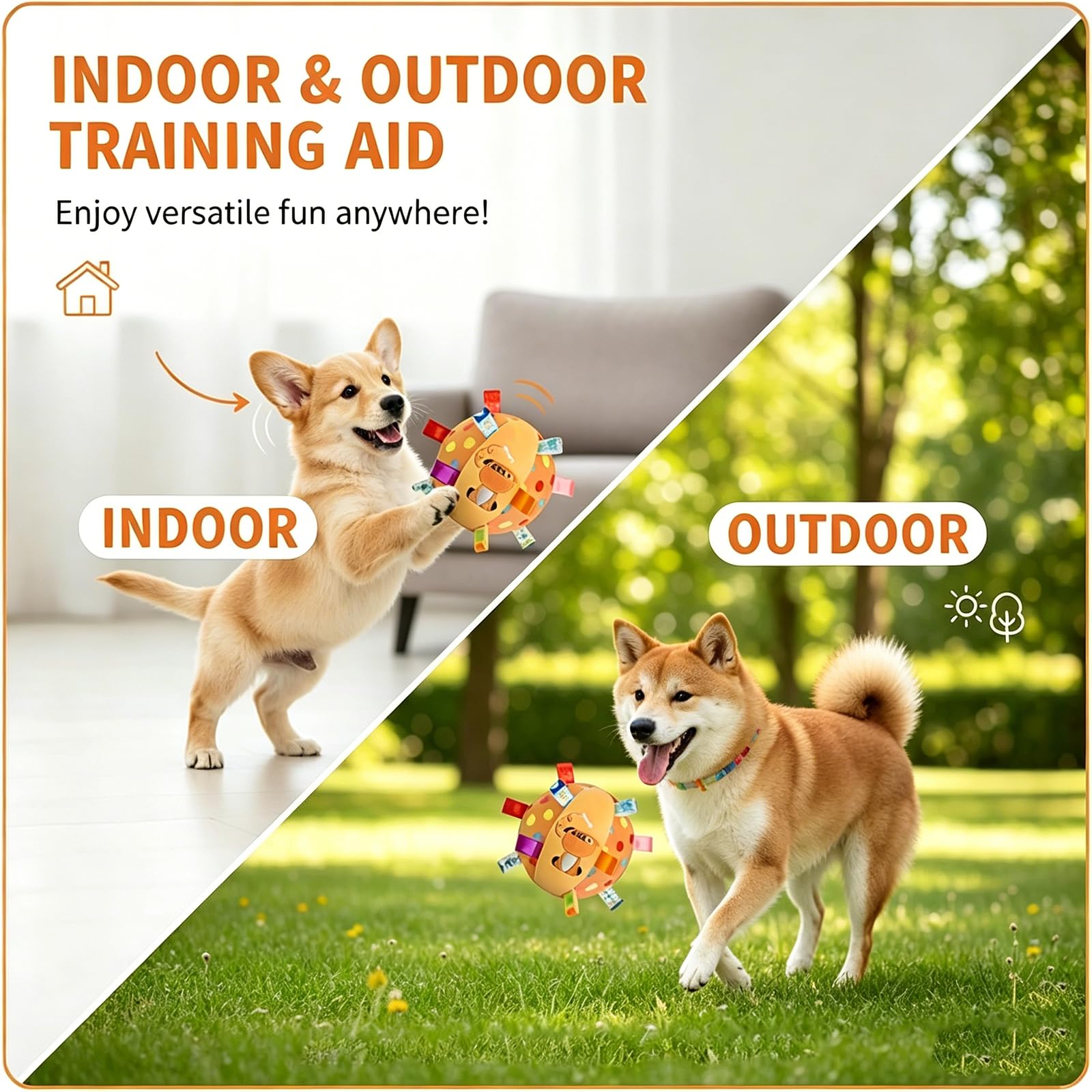 Colorful Squeaky Hanging Dog Training Toy, Squeaky Hanging Dog Toy, Dogs Ball With Ribbons And Bell, Pet Interactive Fetch Toys For Small Medium Dog Training Toy image 7