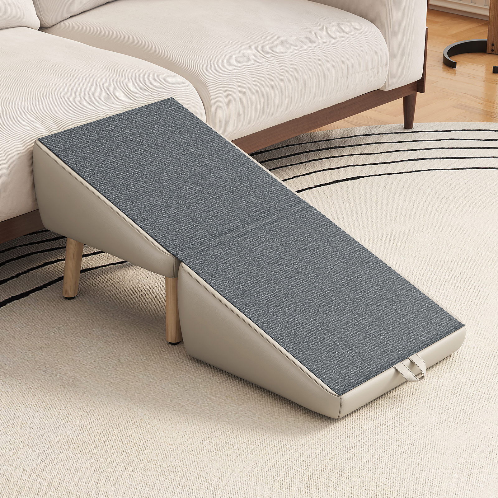 (UPGRADED) Dog Stairs for Small Dogs and Cats, Dog Ramp for Couch and Bed, Foldable 2-in-1 Wooden Pet Steps for Puppy, Split Ottoman Design (Light Grey) image 26