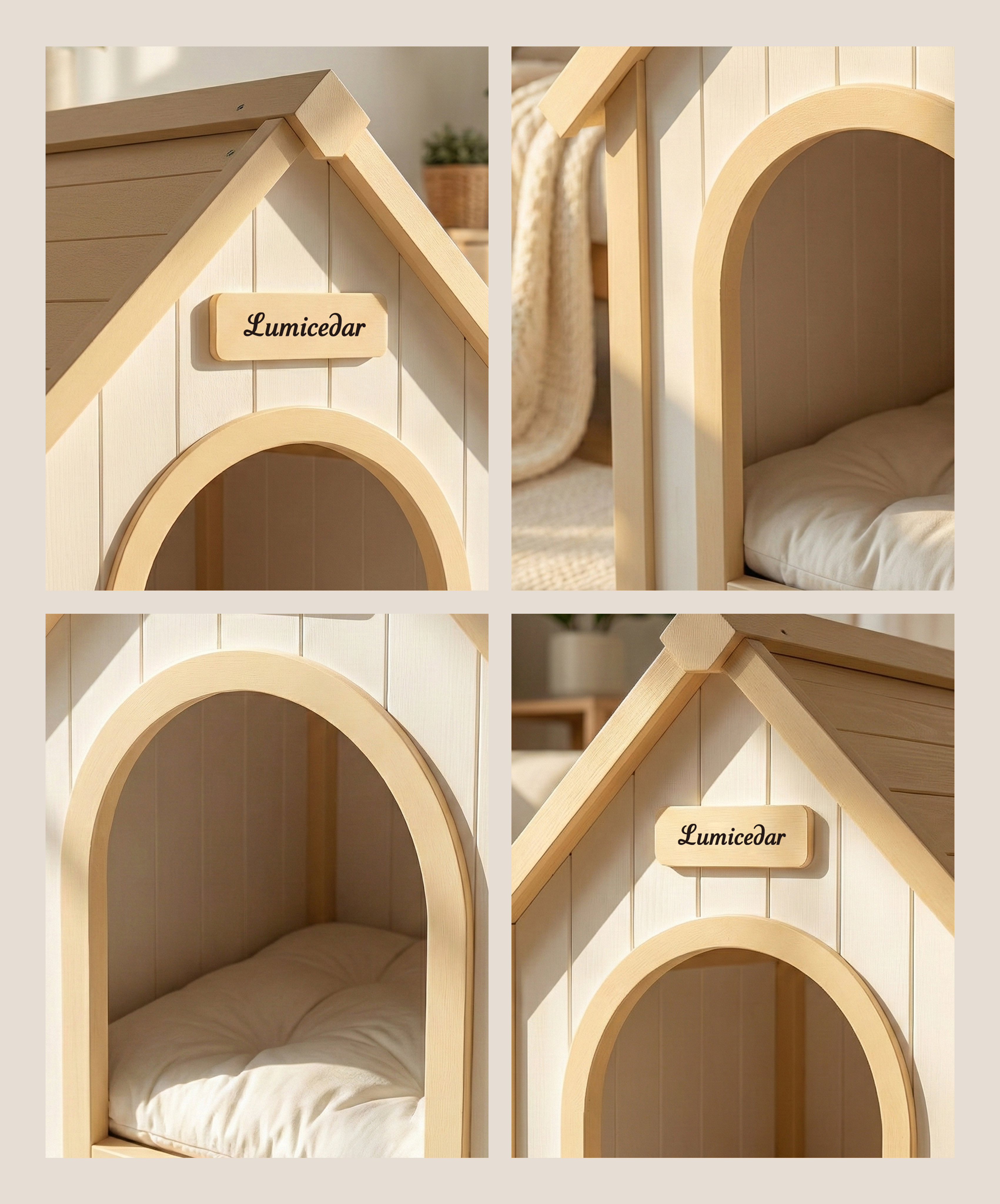 Modern Indoor Wooden Dog House with EVA Cushion – Solid Cedar Pet House for Small Dogs & Cats image 6