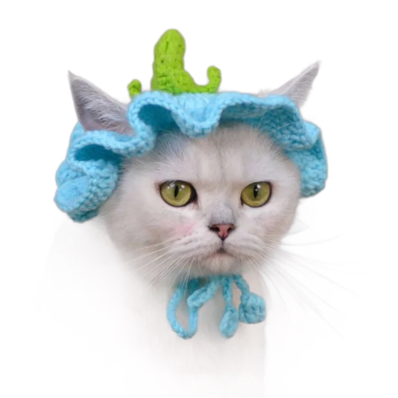 Hand-crocheted Cat Pumpkin Pet Hat image 3