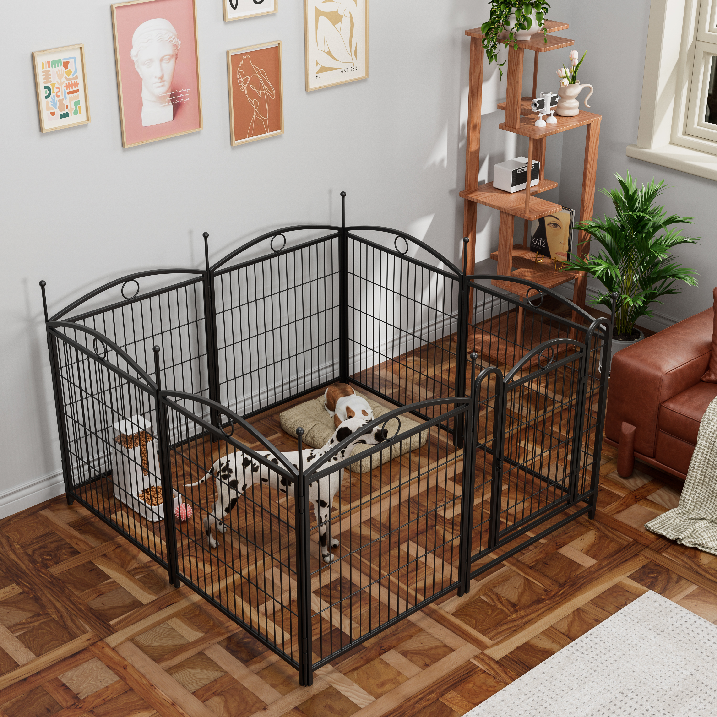 Dog Playpen Indoor 32 inch 8 Panels Metal Dog Pen Pet Dog Fence Outdoor Exercise Pen with Doors, Heavy Duty Dog Fence Puppy Pen for Large Medium Small Dogs Indoor Outdoor Foldable Pet Exercise Pen image 23