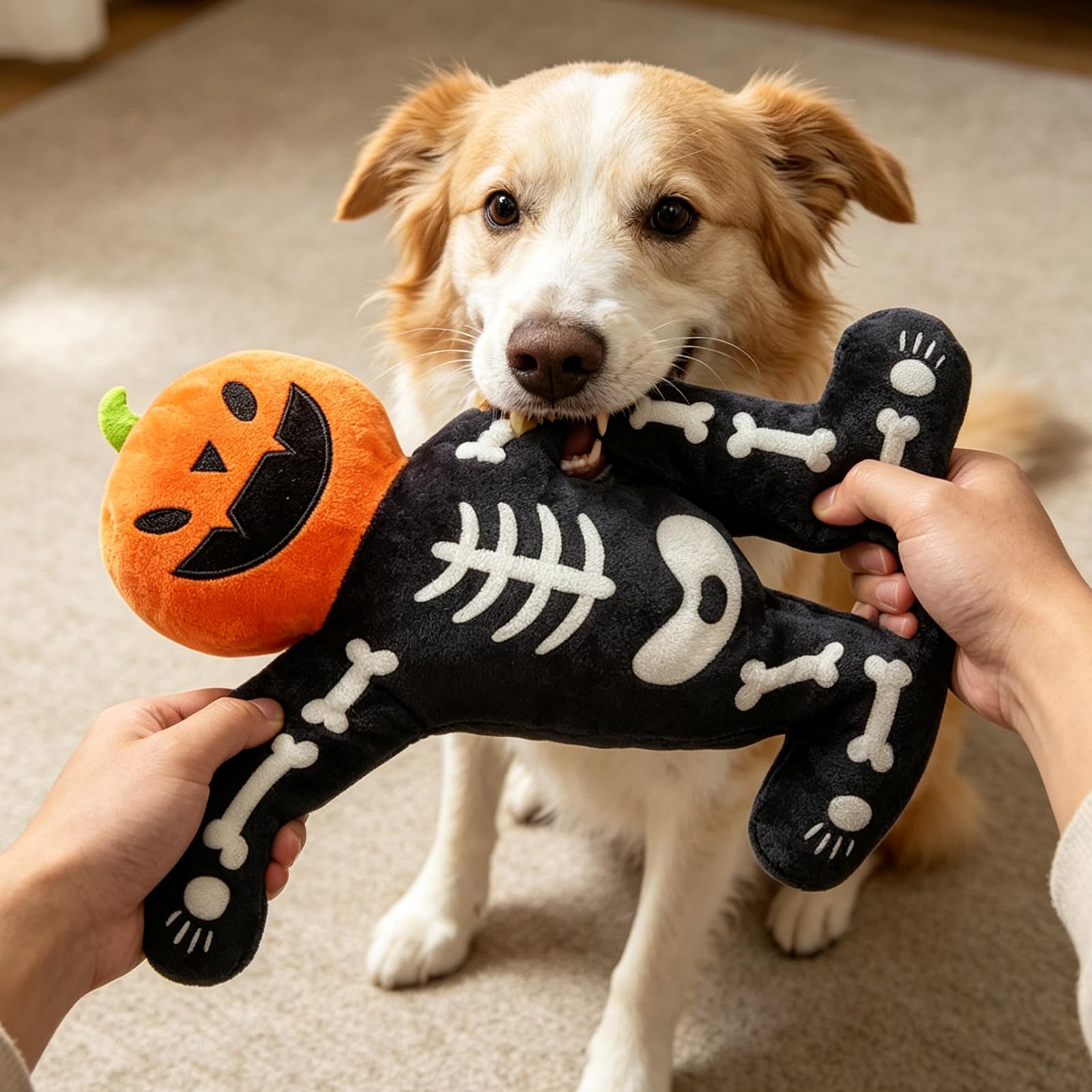 Pumpkin Skeleton Plush Dog Toy image 5