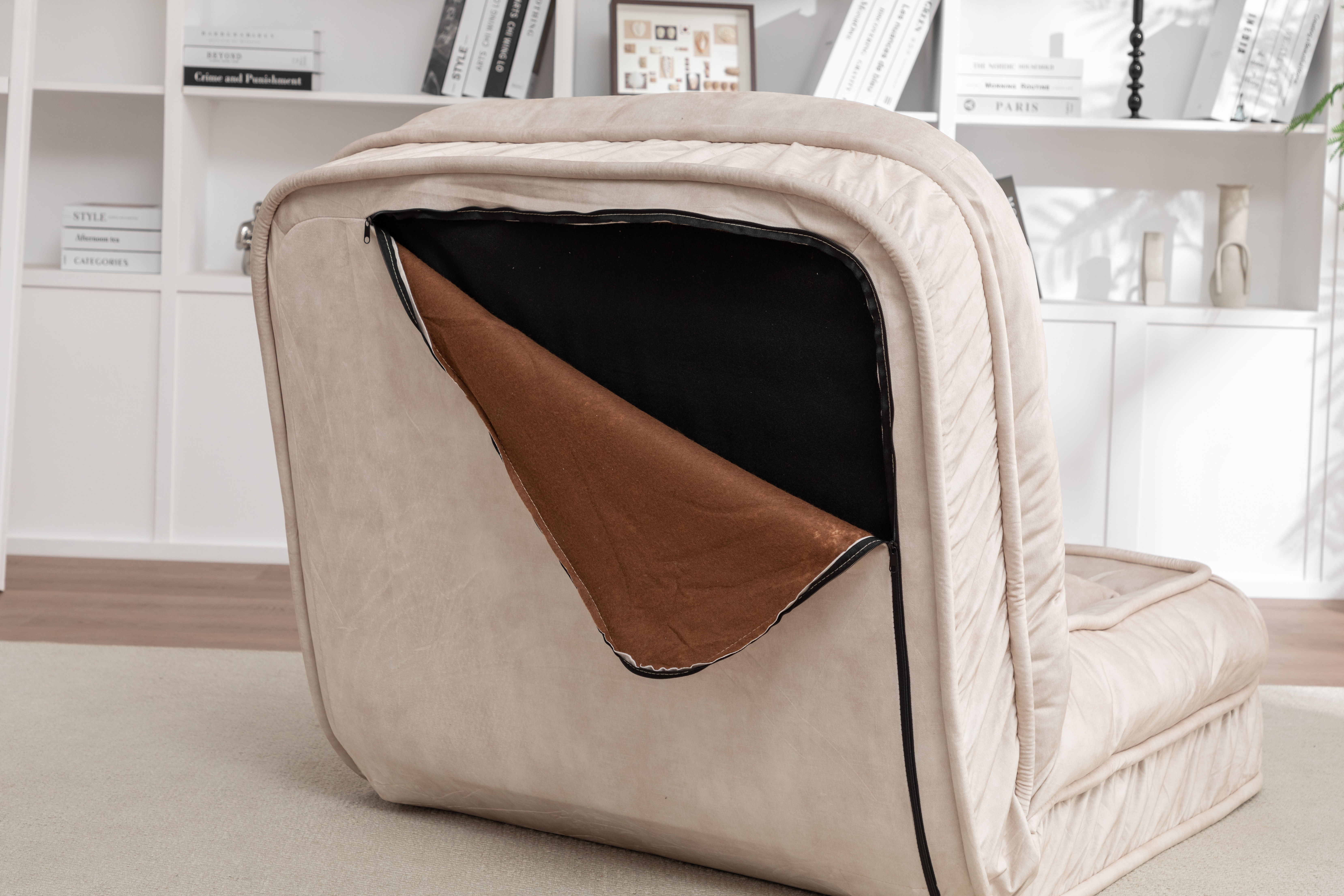 Upholstered Human Dog Bed for Adult & Pets,with 5 Adjustable Position &Massage Pillow, Bean Bag floor sofa with 2 Soft Pillows image 25