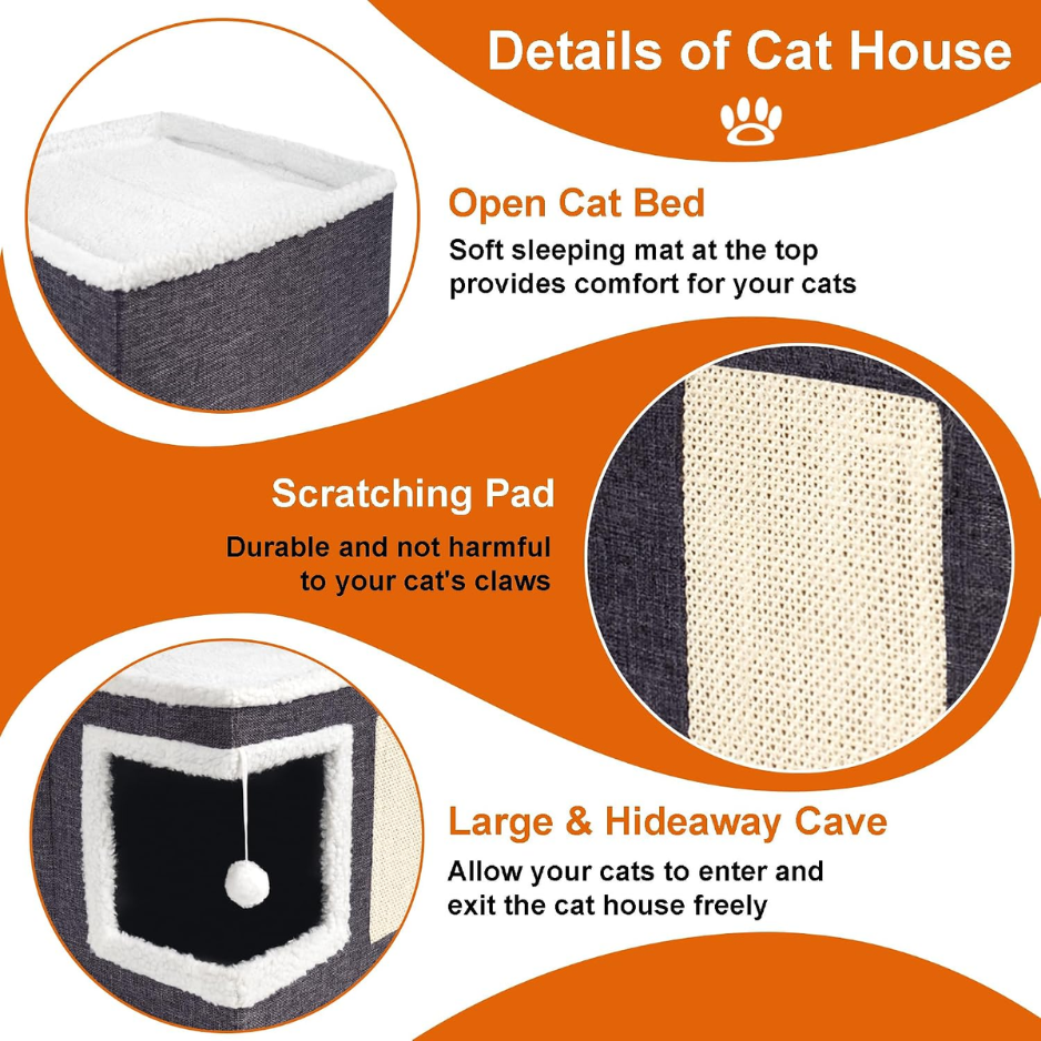 Foldable Cat Cave Bed with Scratch Pad image 6