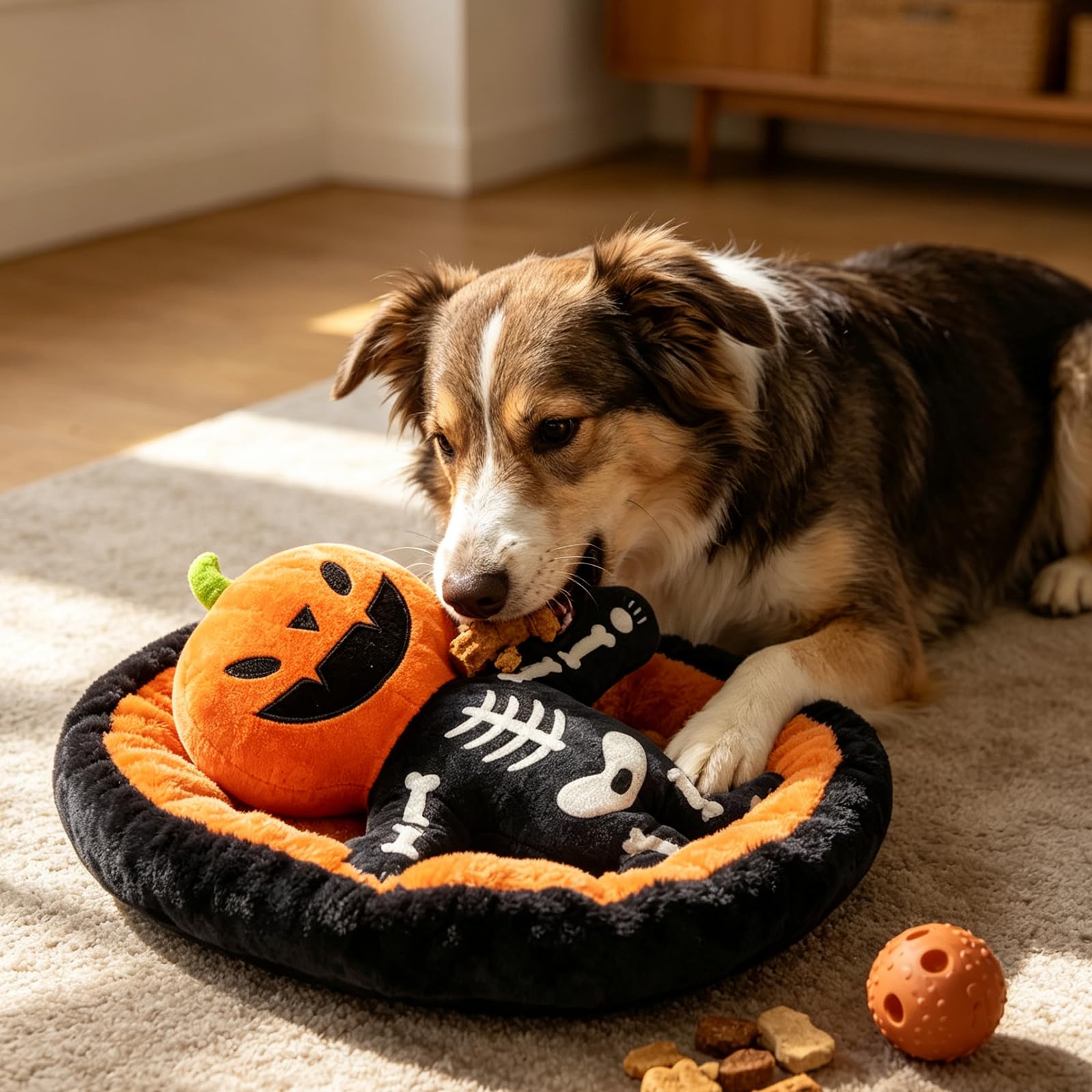 Pumpkin Skeleton Plush Dog Toy image 7