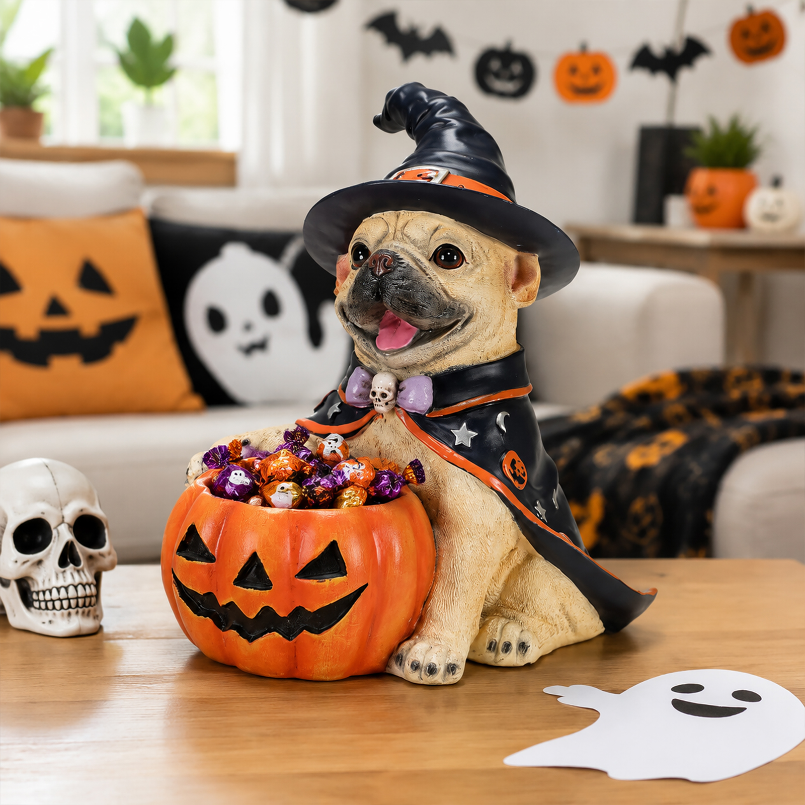 Halloween French Witch Puppy Pumpkin Bowl image 7