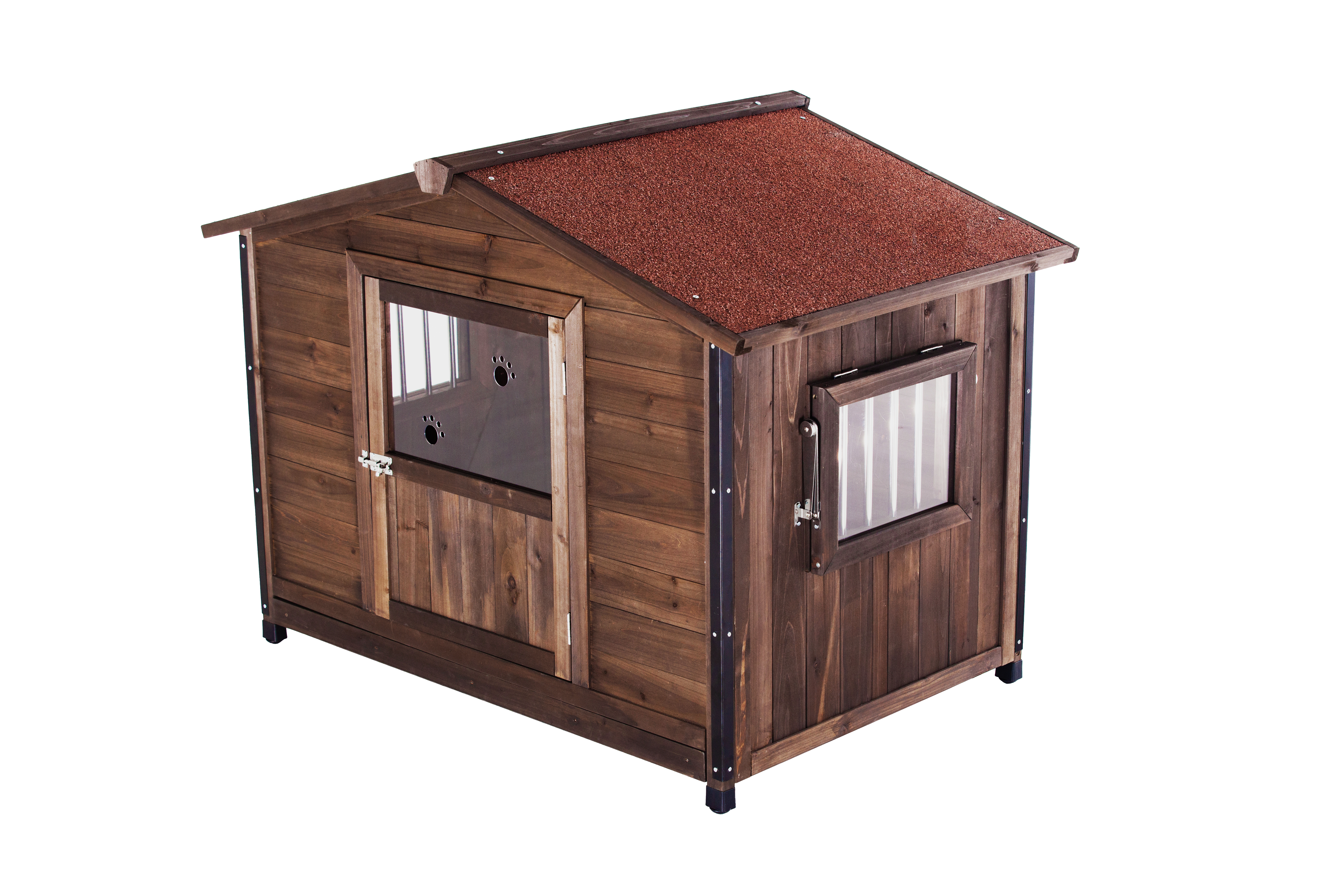 Unique All-Around Iron Frame,Outdoor Large Wooden Cabin House Style Wooden Dog Kennel image 2
