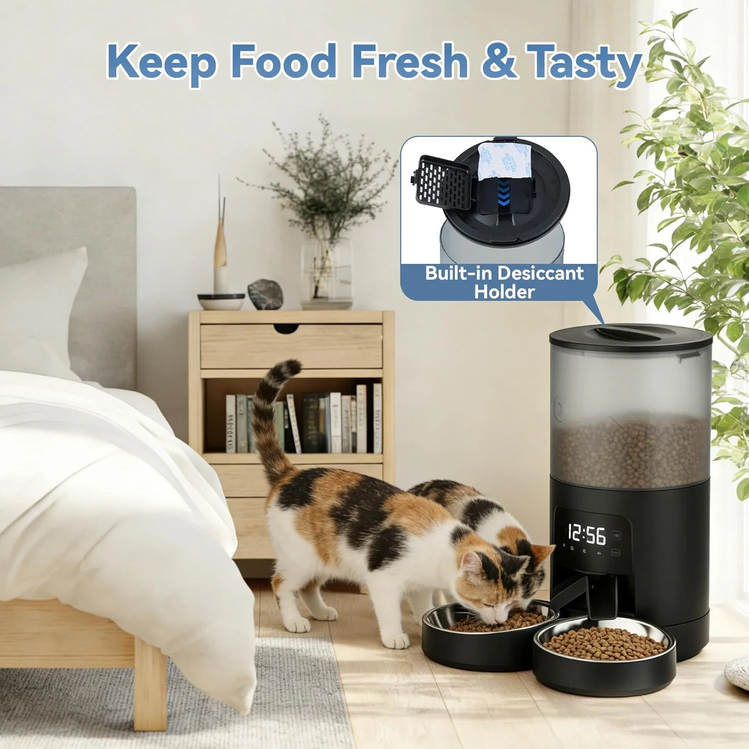 Automatic Dual Cat Feeder with Stainless Bowls image 4