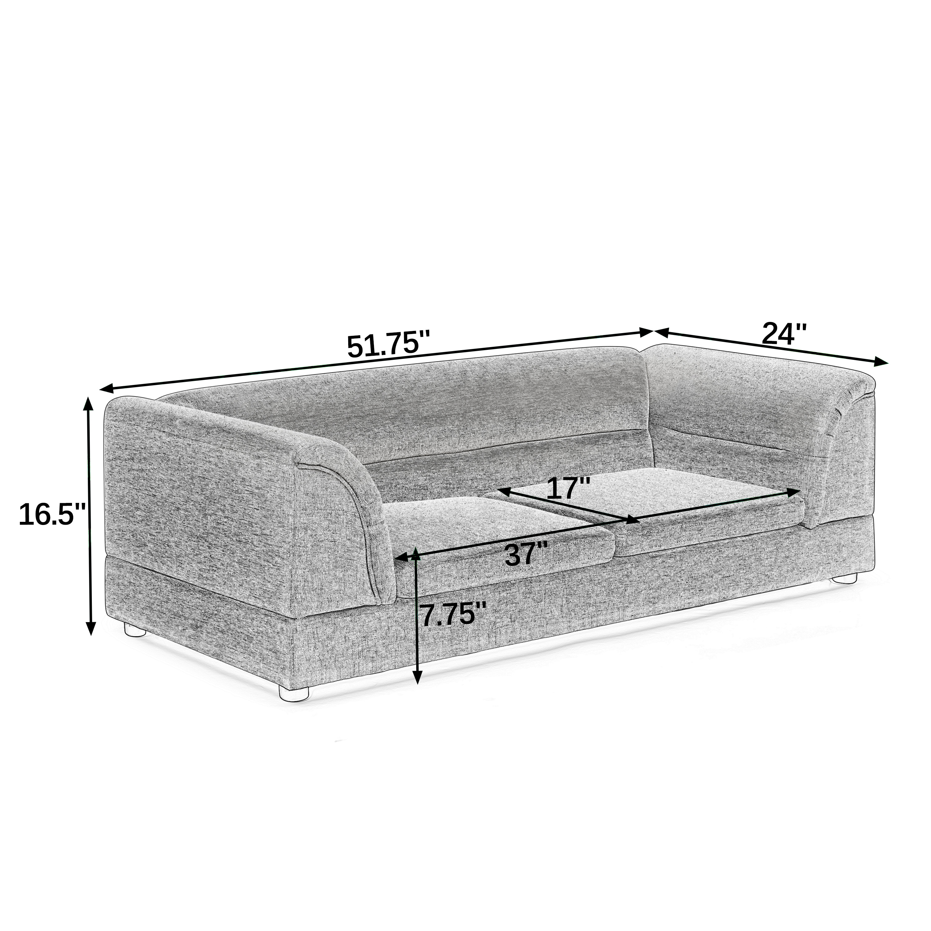 Oversized Pet Sofa, Curved Armrest Rectangular Dog Sofa, Linen Fabric Comfort Pet Couch for Large & Oversized Dogs-LIGHT GREYX image 10