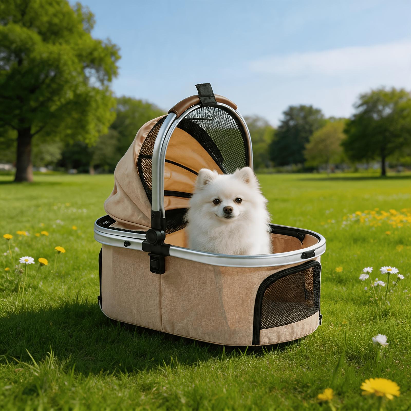 Versatile Pet Stroller For Small To Medium Dogs And Cats  Lightweight, Foldable, And Multi-purpose With Detachable Aluminum Frame Features Ventilated Mesh For Outings, Travel, And Walks. image 15