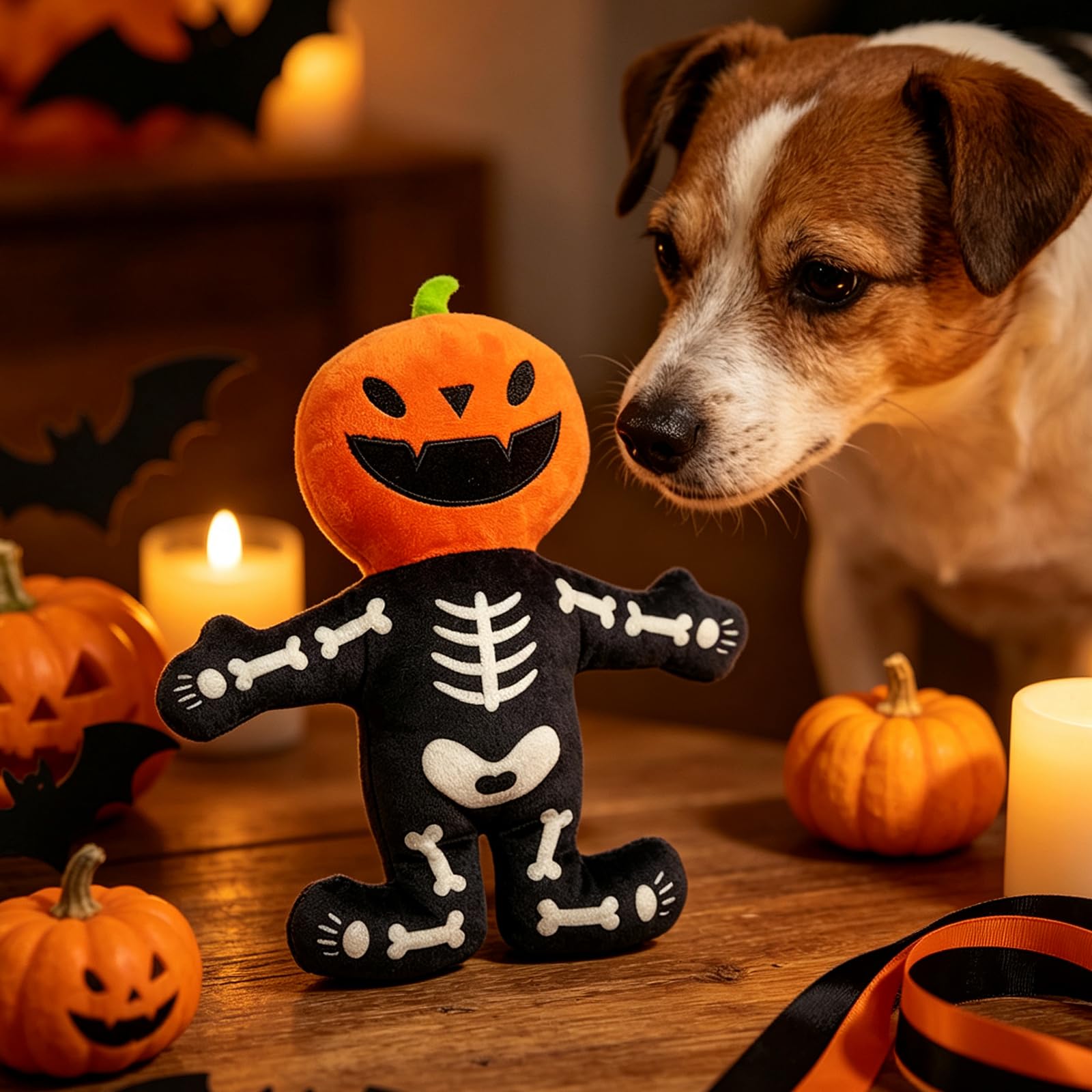Pumpkin Skeleton Plush Dog Toy image 4