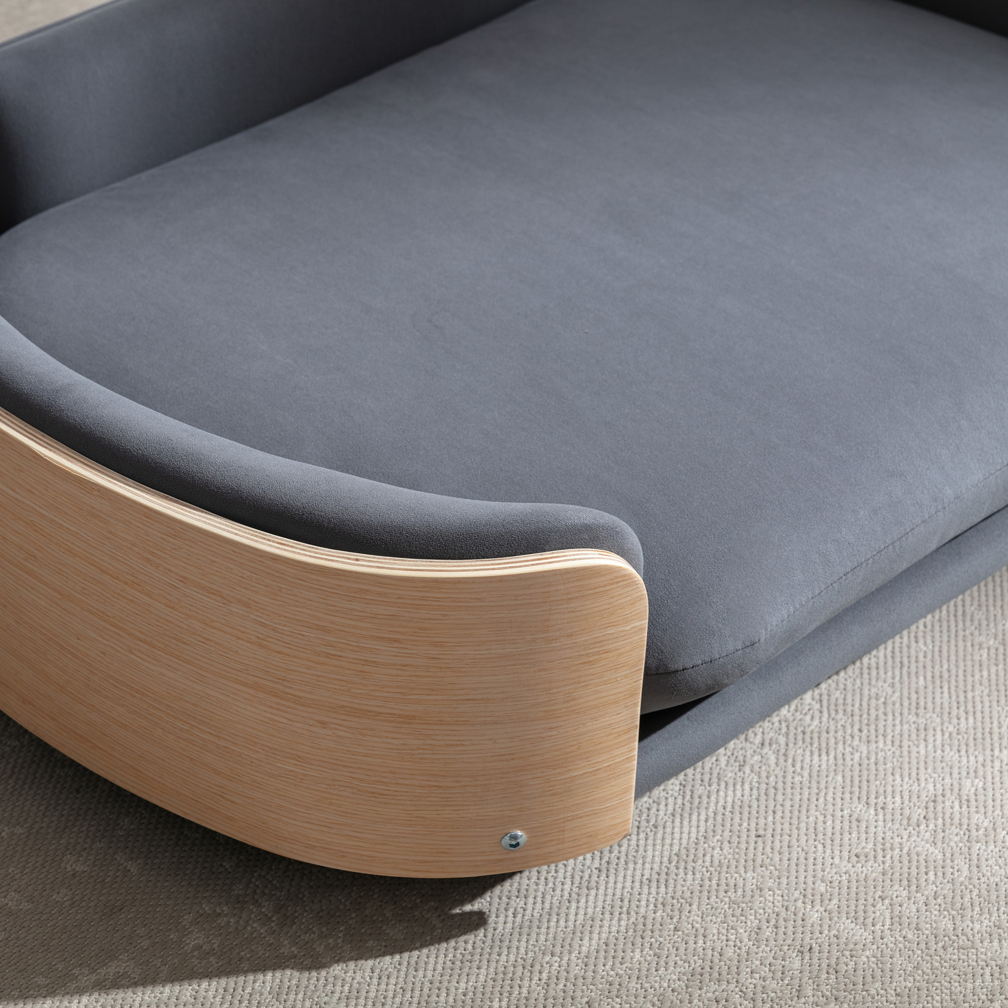 Scandinavian style Elevated Dog Bed Pet Sofa With Solid Wood legs and Bent Wood Back, Velvet Cushion,Large Size image 16