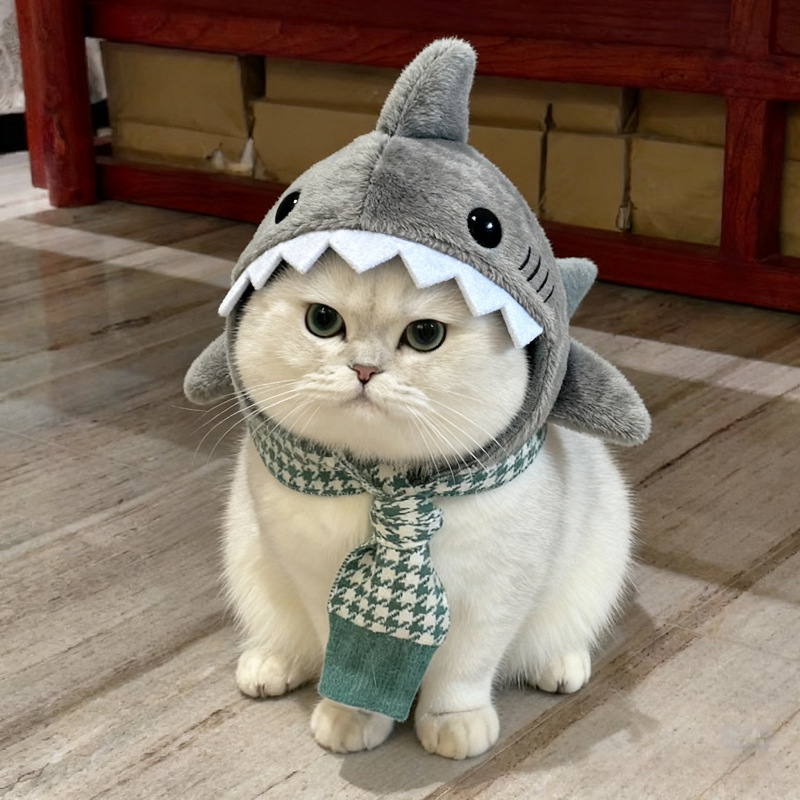 Warm Pet Cat Shark Headgear image 5