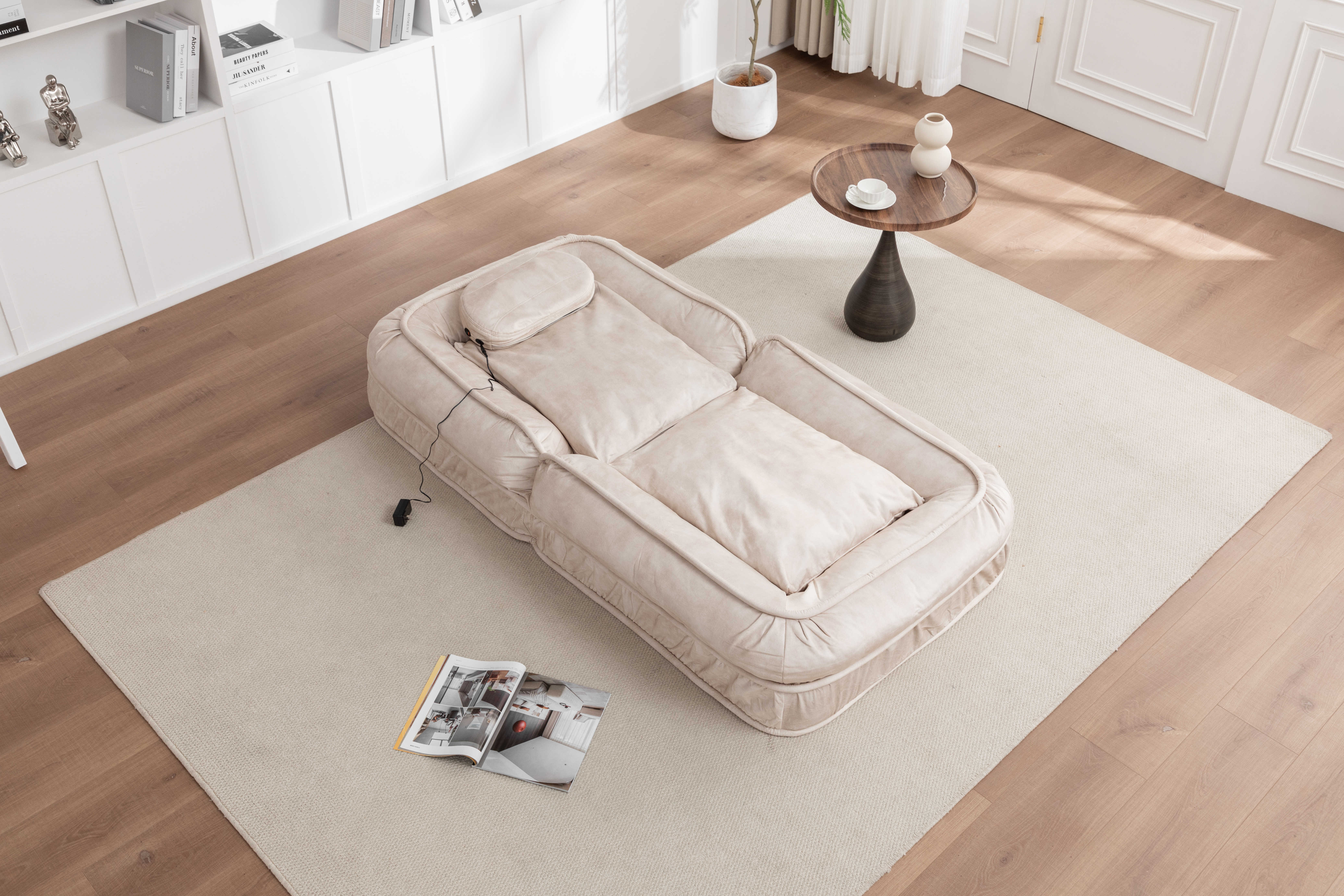 Upholstered Human Dog Bed for Adult & Pets,with 5 Adjustable Position &Massage Pillow, Bean Bag floor sofa with 2 Soft Pillows image 17