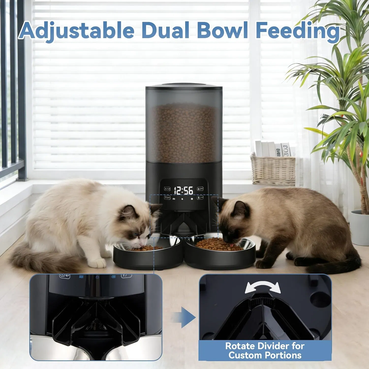 Automatic Dual Cat Feeder with Stainless Bowls image 7