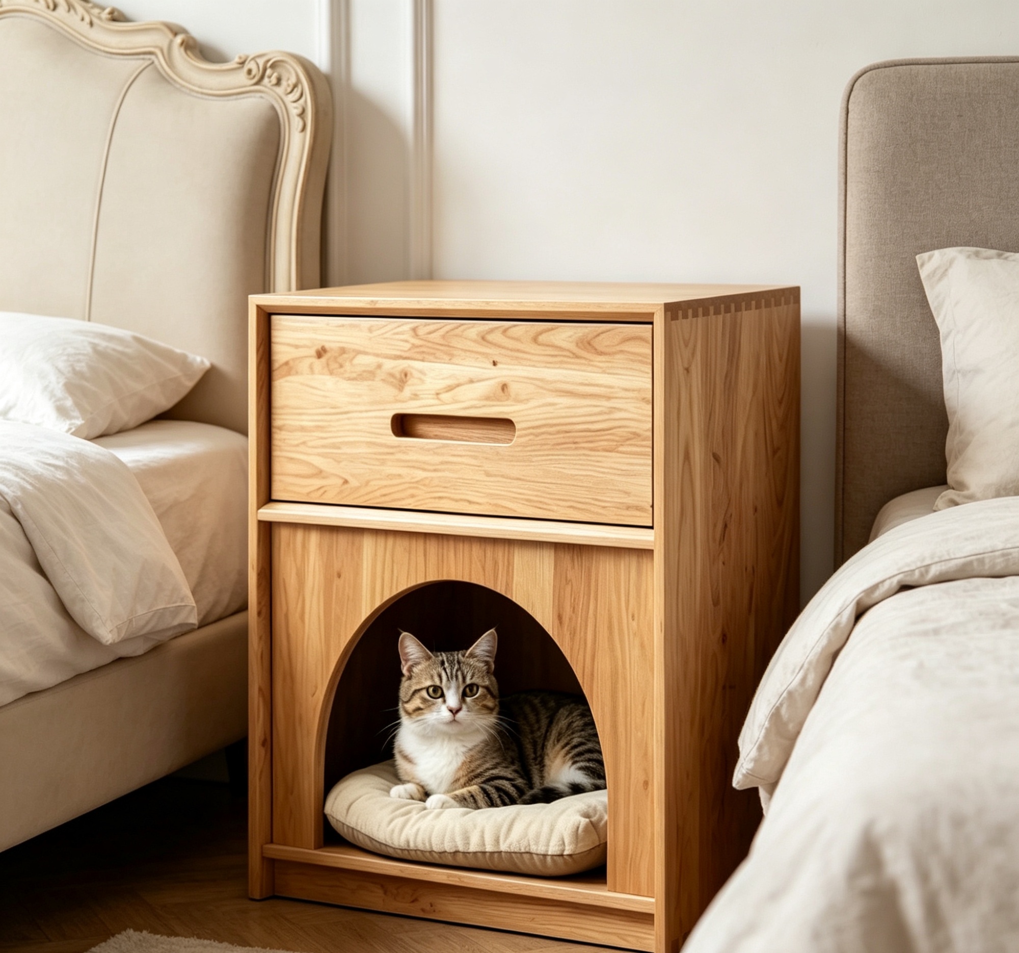 Integrated Cat Bed With Bedside Table