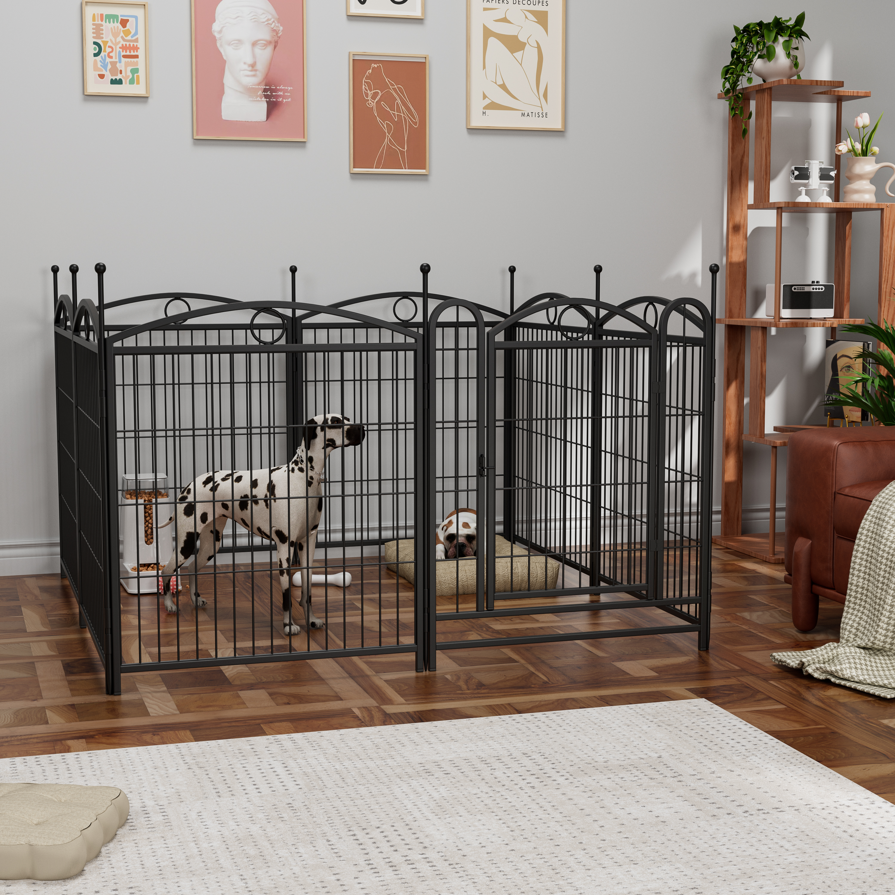 Dog Playpen Indoor 32 inch 8 Panels Metal Dog Pen Pet Dog Fence Outdoor Exercise Pen with Doors, Heavy Duty Dog Fence Puppy Pen for Large Medium Small Dogs Indoor Outdoor Foldable Pet Exercise Pen image 26