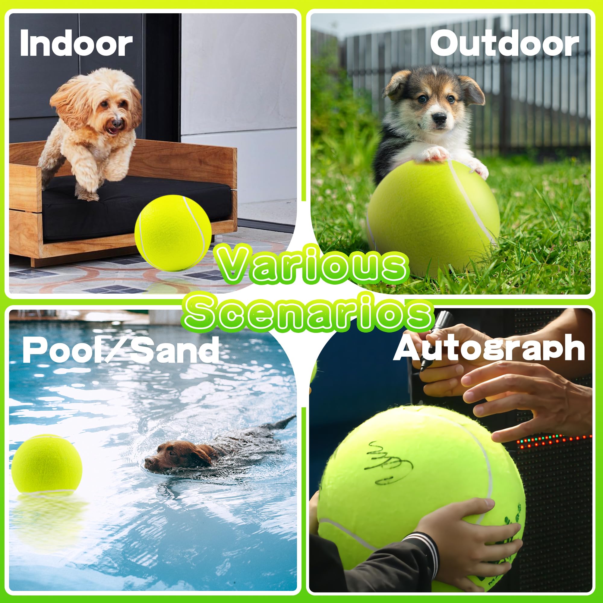 Dog Tennis Ball,Giant Sport Gift Toy Herding Ball For Dogs  Puppy Birthday Gift ,Interactive Toy,Outdoor Pet Toys To Keep Them Busy,Big Tennis Ball For Small Medium Large Dog