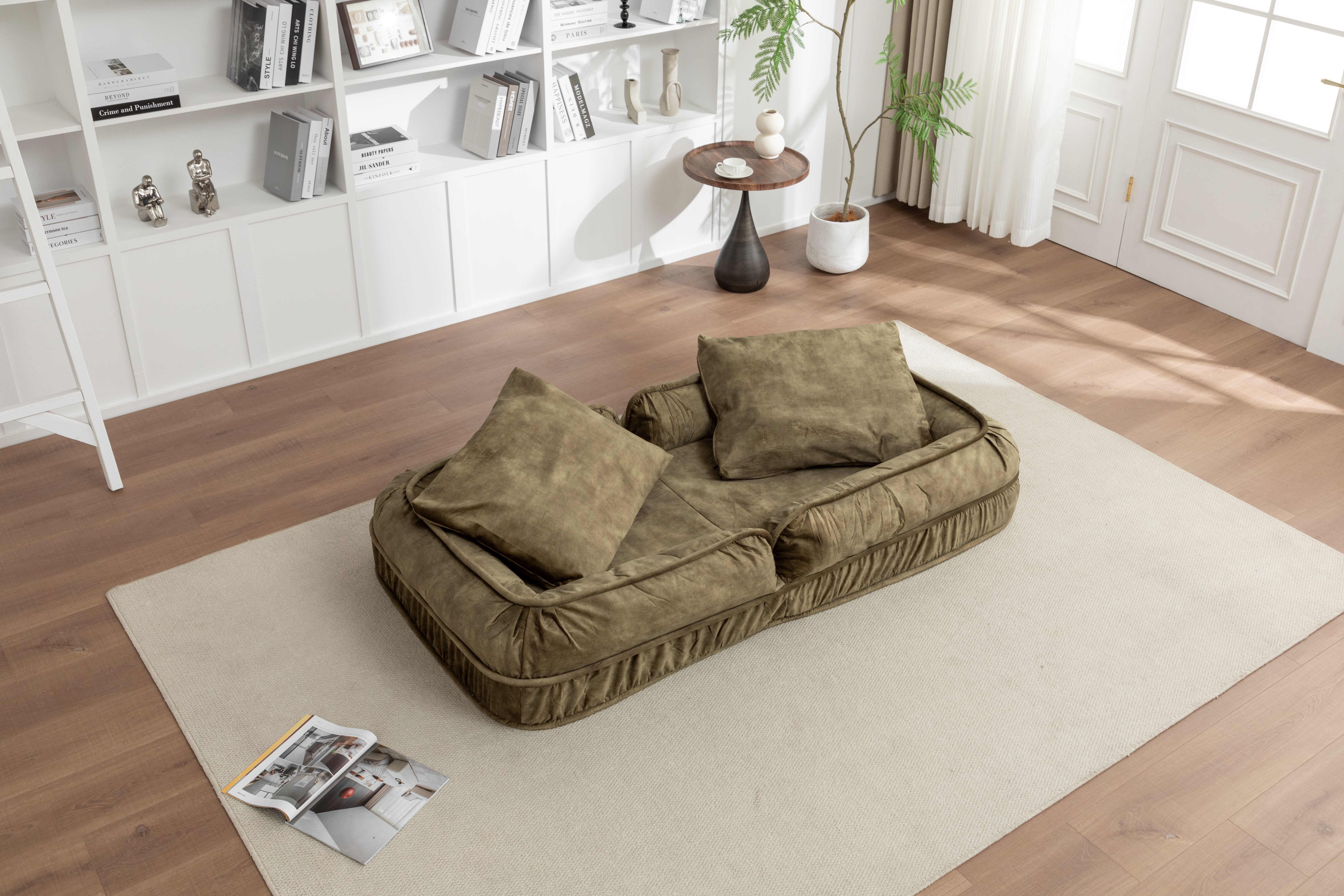 Upholstered Human Dog Bed for Adult & Pets,with 5 Adjustable Position &Massage Pillow, Bean Bag floor sofa with 2 Soft Pillows image 21