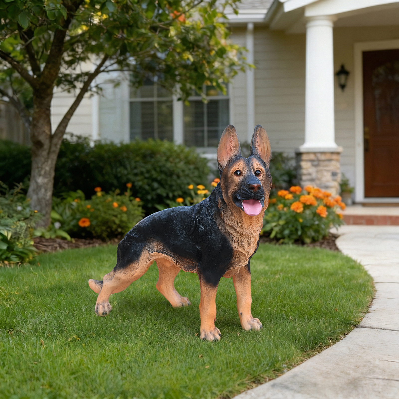 Outdoor German shepherd Dog Statue Greeter Garden Decor – Cute Puppy Sculpture for Yard Porch New Year Gift image 14